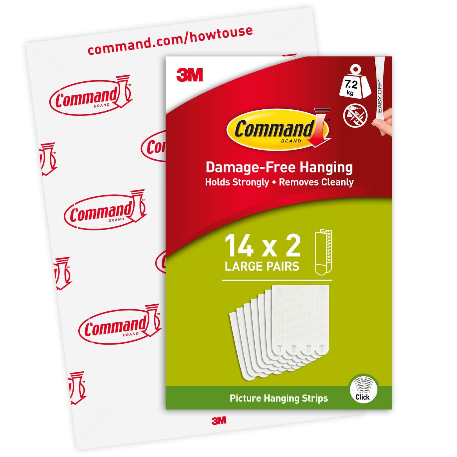 Picture Large Hanging Strips White color value pack, 14 pairs/SIOC pack | Holds 7.2 kg whole pack | Organize | Decoration | No Tools | Holds Strongly | Damage-Free Hanging