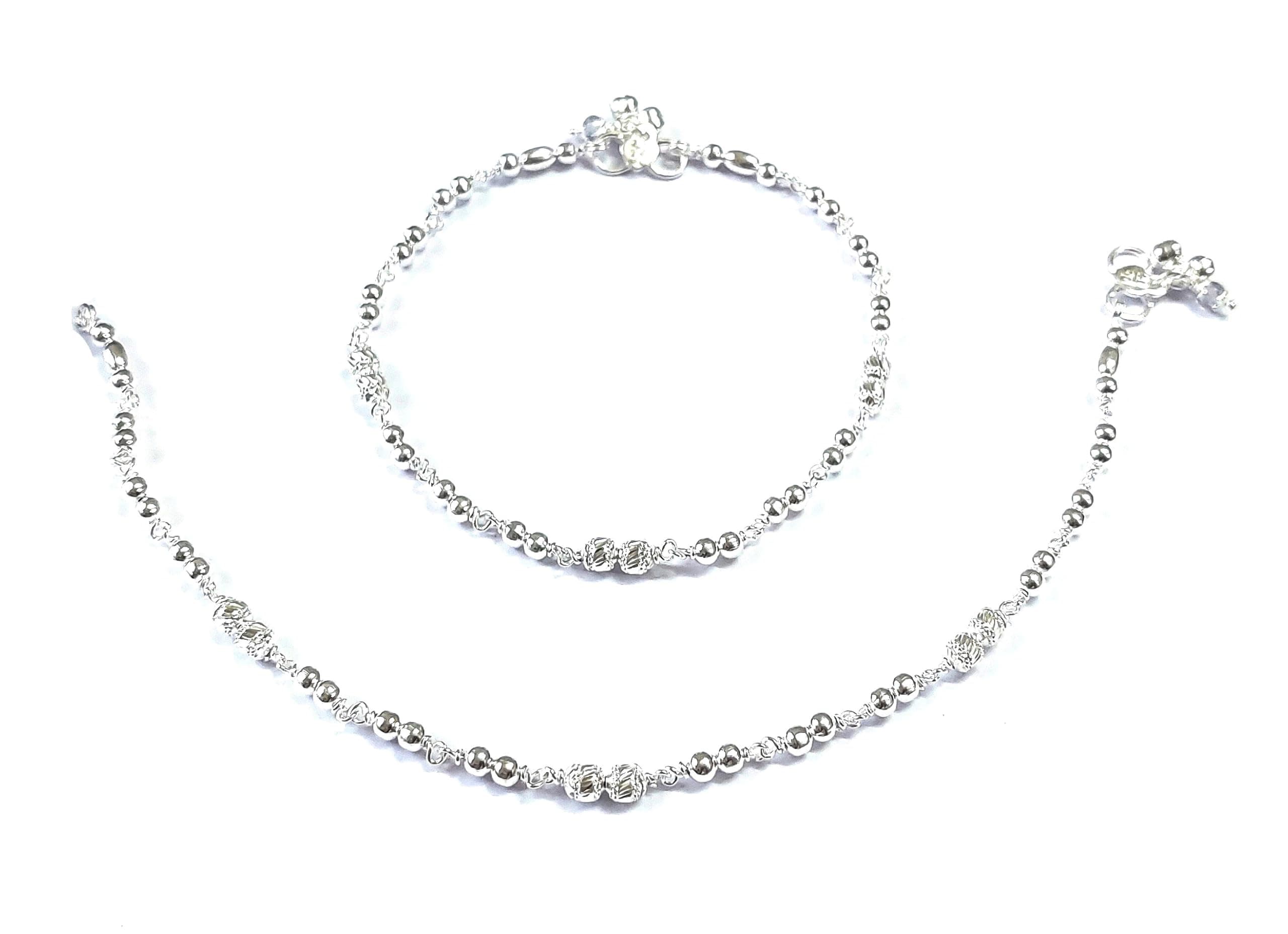 Shree Shobha Collection Silver Anklet For Womens Chandi Ki Payal Size-10.5 Inches, Weight- 23Gm