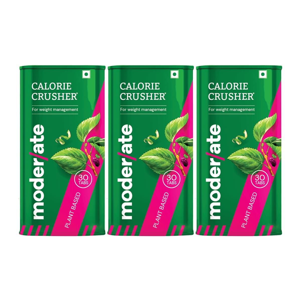 Moderate Calorie Crusher - Plant Based Calorie Blocker with Mulberry Leaf & Apple Peel | Supports Weight Management | Helps Reduce Post-Meal Carb & Sugar Impact | 30 tablets (Pack of 3)