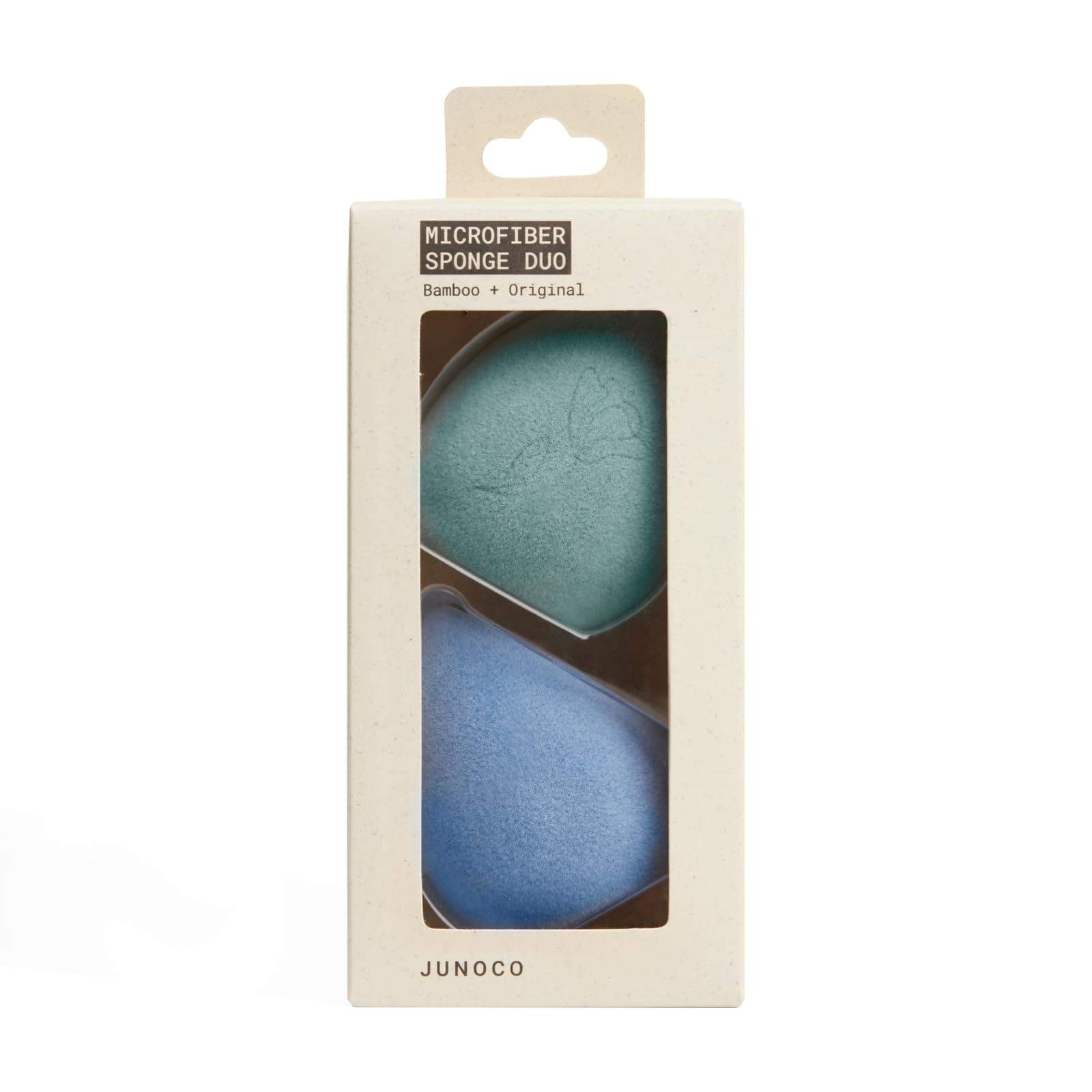JUNO & Co. Microfiber Makeup Sponge, Dual Layer Technology for Full Coverage Flawless Makeup Blender for Foundation, Powder and Cream (2-Piece Color Duo: Blue and Green)