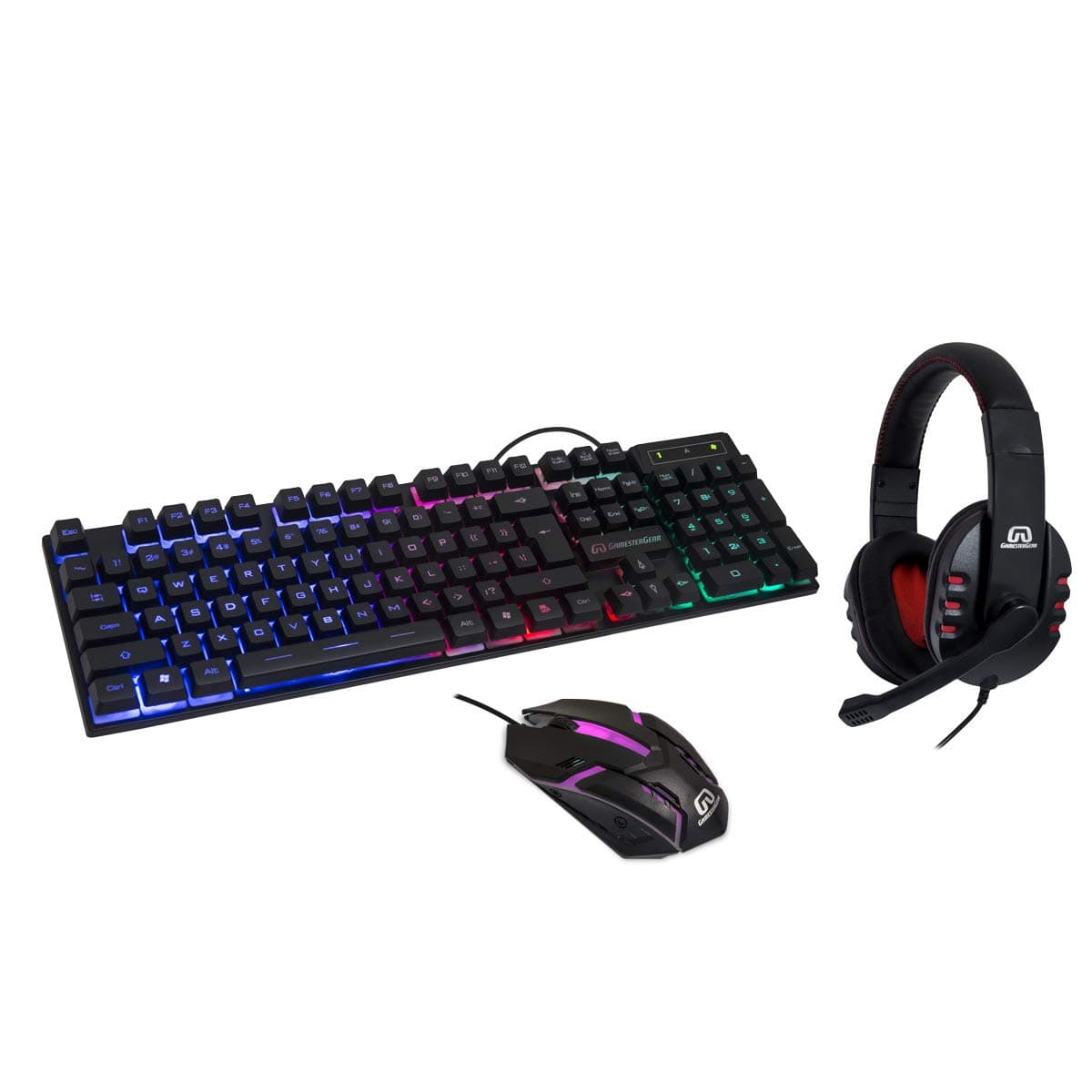 Syba RGB PC Gaming Accessories Combo Kit - USB Spill Proof Keyboard – Wired Gaming Mouse 3 Button Optical Mouse - Stereo Gaming Headset Dual 3.5mm Jack SY-KIT53005