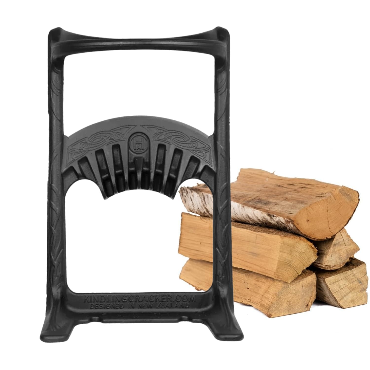 King XL Firewood Kindling Splitter – Extra-Large Cast Iron Wood Splitting Wedge, 9" Safety Ring, Extra Large 17" Height, No Axe Needed, Made in Australia
