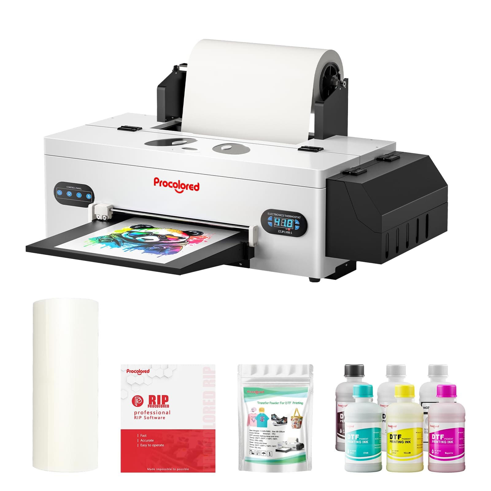 Procolored F13 Panda DTF Printer A3 L1800 Transfer Printing Machine T-Shirt Direct to Film with White Ink Circulation and Semi-Automatic Cleaning