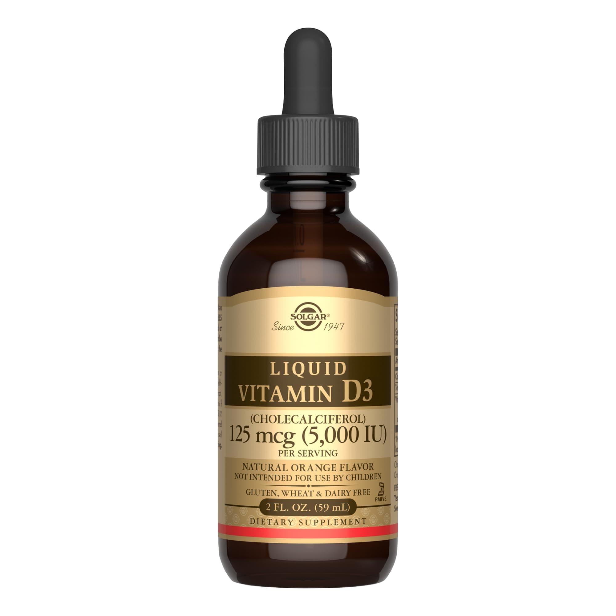 Liquid Vitamin D3 125 mcg (5,000 IU) - 2 fl oz - Delicious, Natural Orange Flavor - Helps Maintain Healthy Bones & Teeth - Immune System Support - Gluten Free, Dairy Free, Kosher - 59 Servings