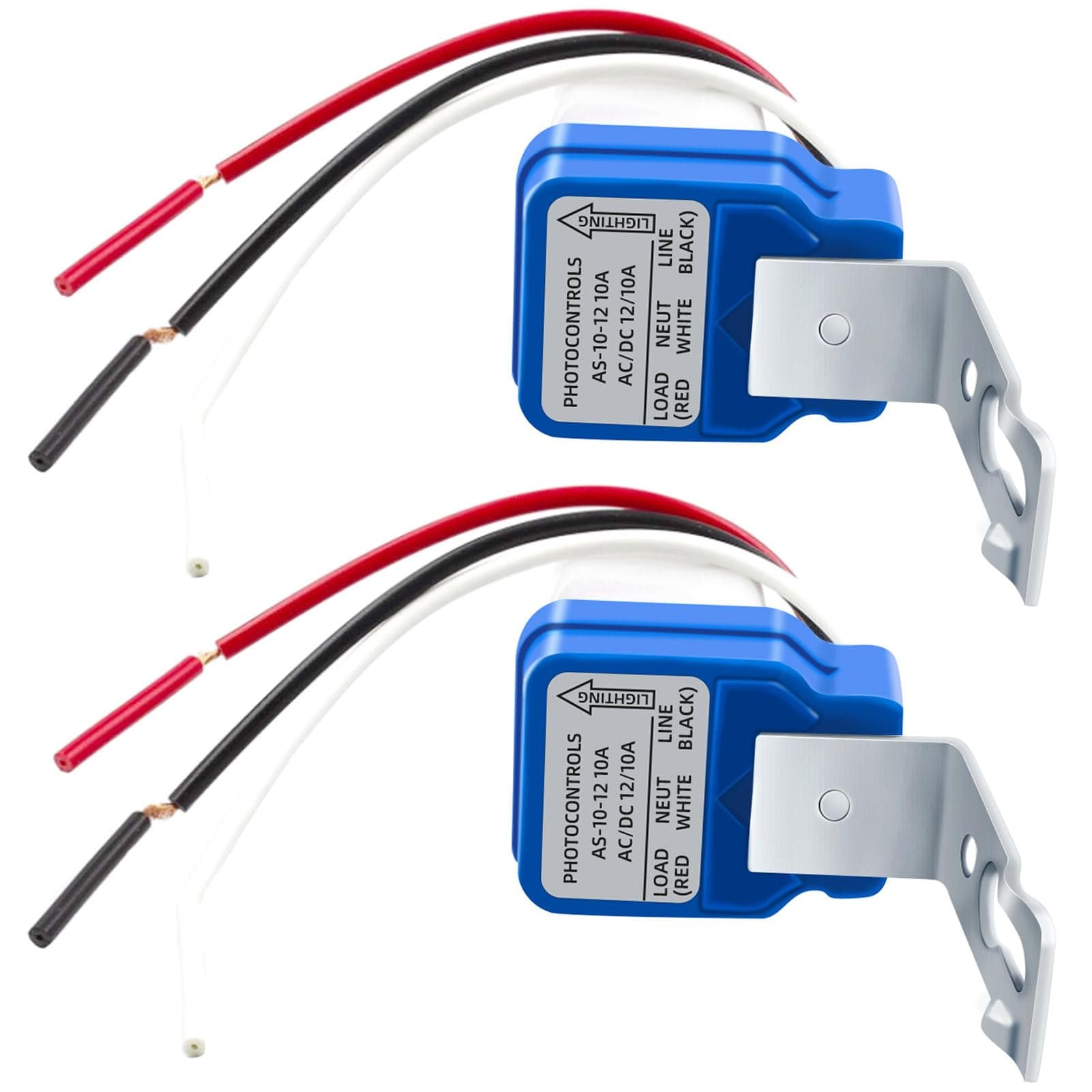 2 Pack AC DC 12V 10A Auto On/Off Photocell Light Switch Photocell Photo Switch Photoelectric Control Light Sensor Switch Dusk to Dawn Photocell Sensor for Outdoor Lighting Fixtures