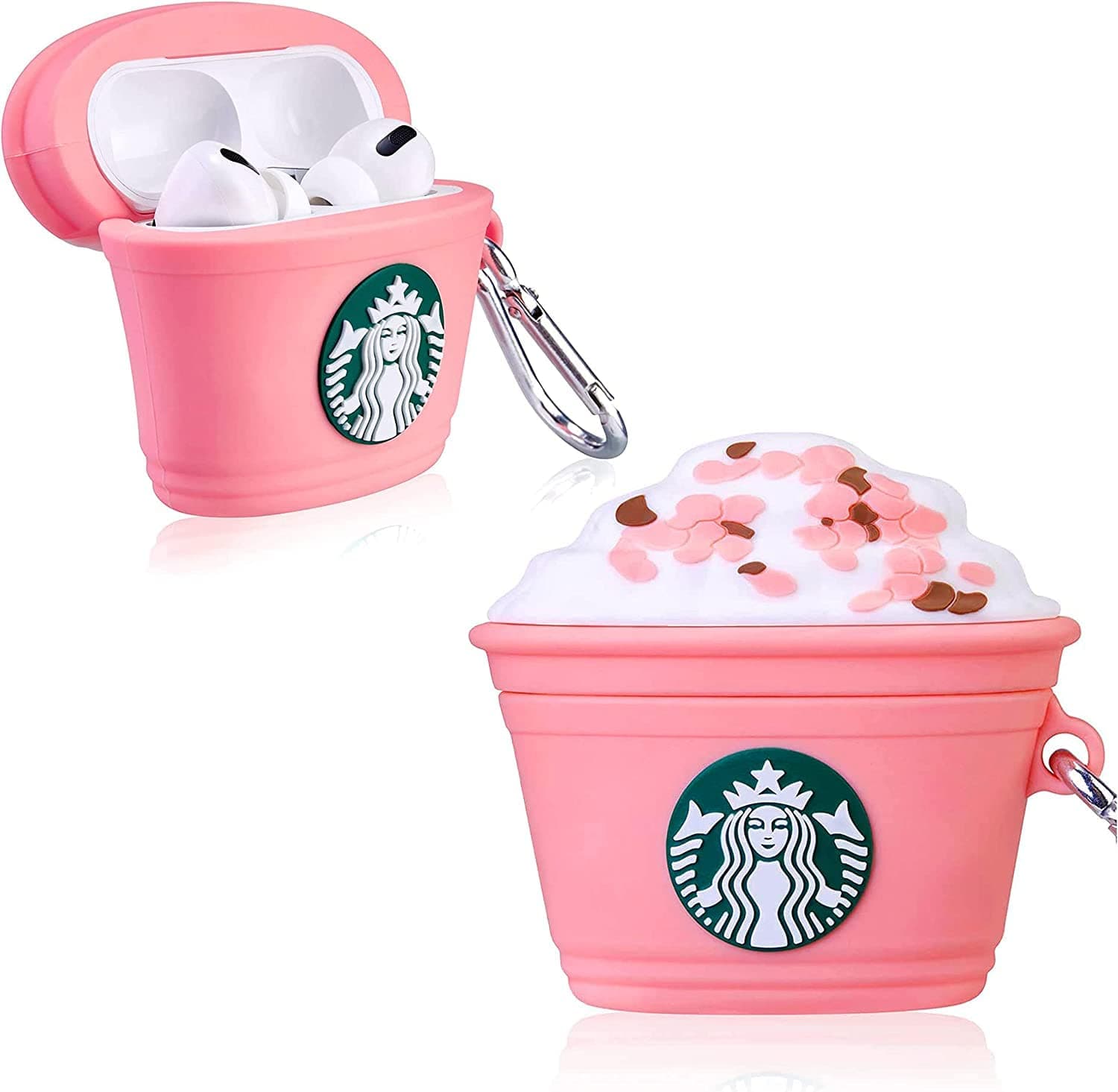 Meyaar Compatible for AirPods Pro 2nd Generation Case Cover with Keychain, Soft Silicone Skin Case Cover Full Protective (Only Silicone Cover) (Pink Coffee Cup)