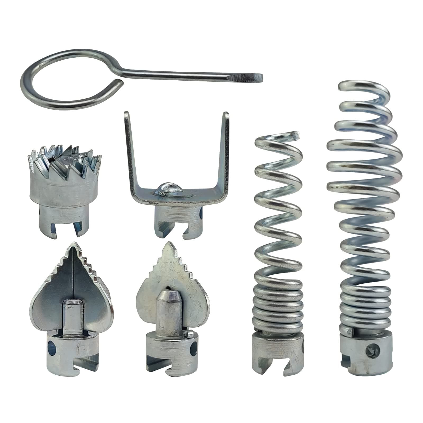 7PCS Pipe Dredge Cutter Heads 16mm Dredge Spring Cutter Set Manganese Steel Pipeline Dredging Machine Drain Cleaning Head Machine Kit for Home, Kitchen, Living Rooms, Bathrooms, Hotels