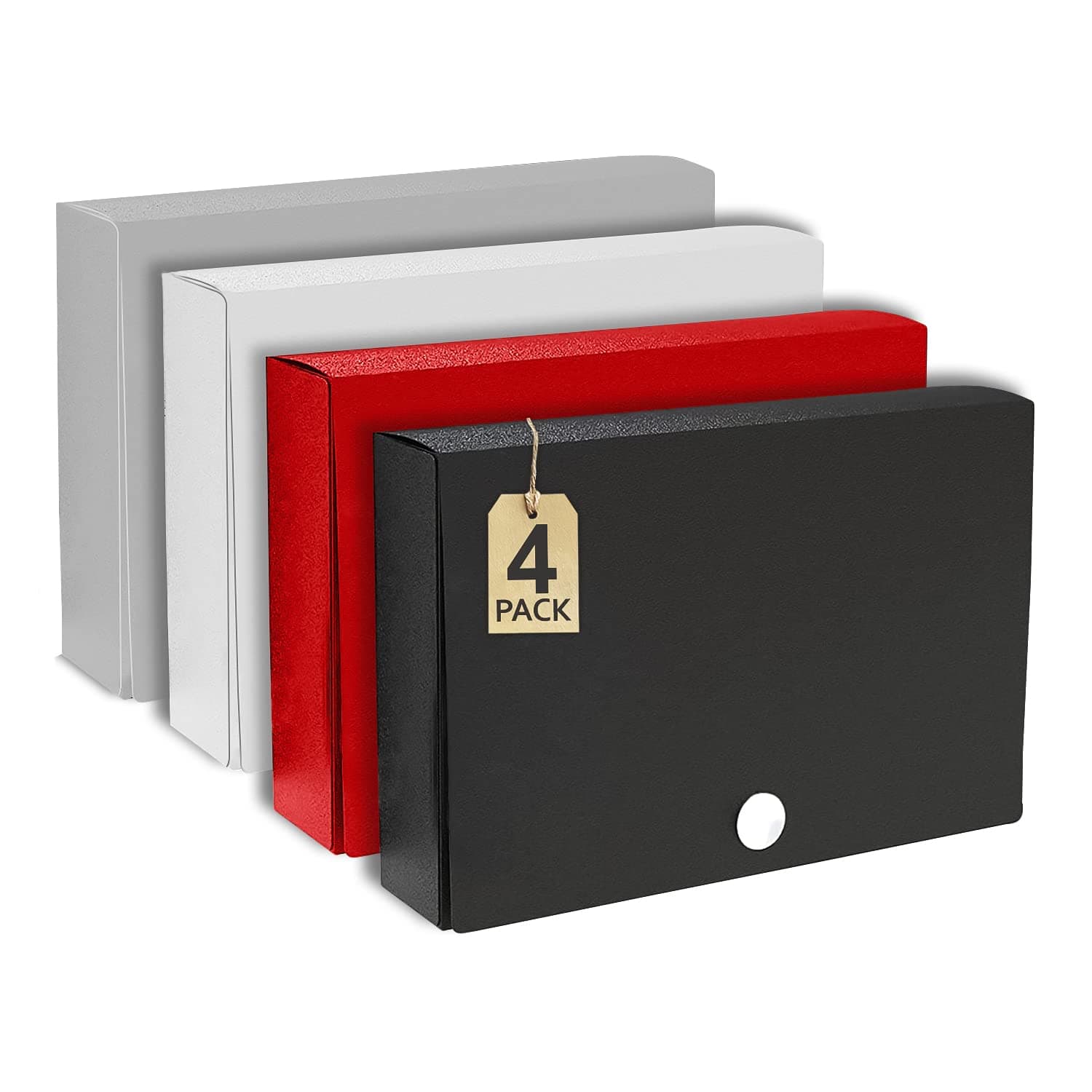 1InTheOffice Index Card Holder 3x5, Note Card Organizer, Flash Card Box Holder, Index Card Case, Assorted Color, 4 Pack