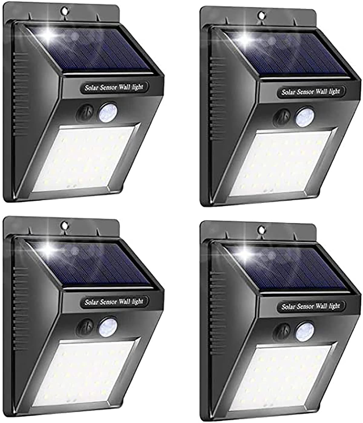 KASTWAVE Solar Wall Lights Outdoor, iToncs Waterproof Super Bright Solar Motion Sensor Security Lights Wireless Solar Powered Light for Garden (4 Pack)
