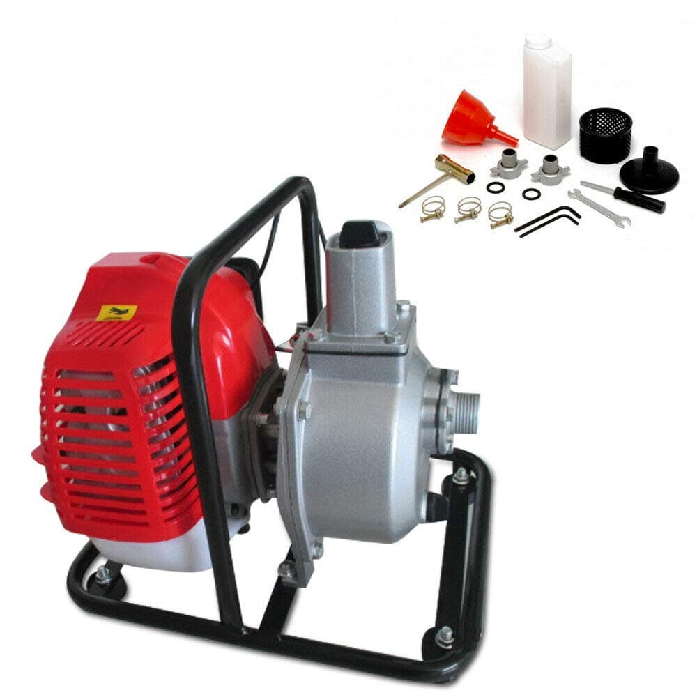 43CC Gas Water Pump, 2HP Air Cooled 2 Stroke Engine Petrol High Flow Water Transfer Pump for Drainage, Gardening Irrigation, Landscaping 7000r/min