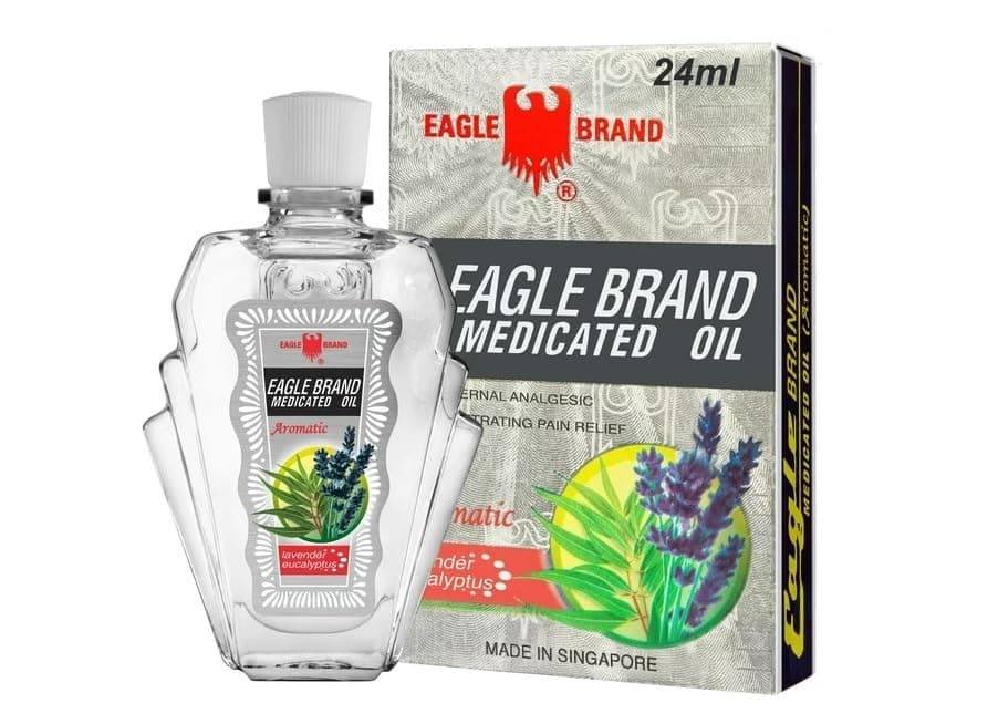 Case Set - White Dozen Eagle Essentail Medicated Oil - Muoi Hai Chai Dau Con O Trang - 24mL per Bottle with 12 Bottles per Order - Made in Singapore
