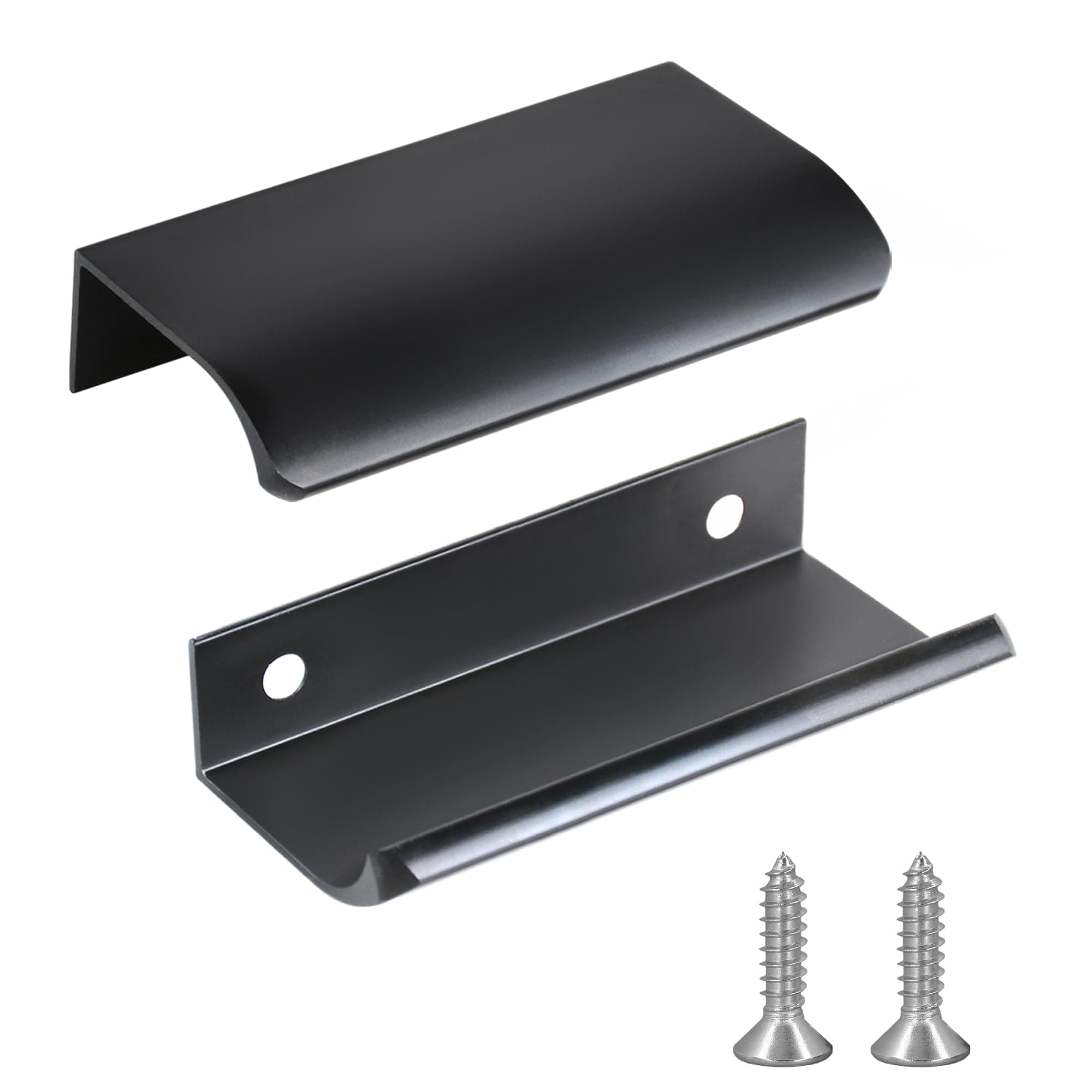 10 Pack Modern Style Finger Edge Pull Furniture DrawerHandles Hidden Cabinet Kitchen Drawer Handles Knobs,Black 80mm