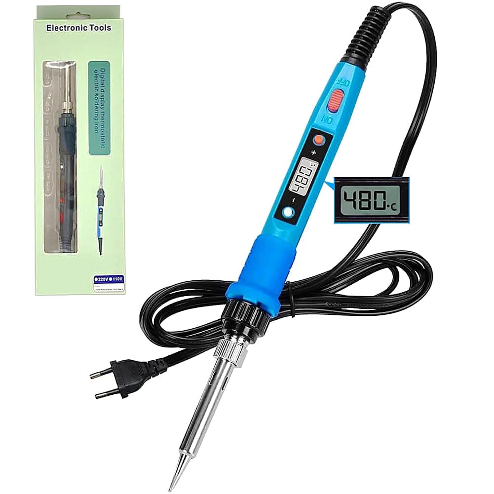 Soldering Iron, 80W Adjustable Temperature Fast Heating Ceramic Thermostatic Welding Iron with 356-932℉ LCD Display for Welding Circuit Board, Appliance Repair and Home DIY (BLUE)