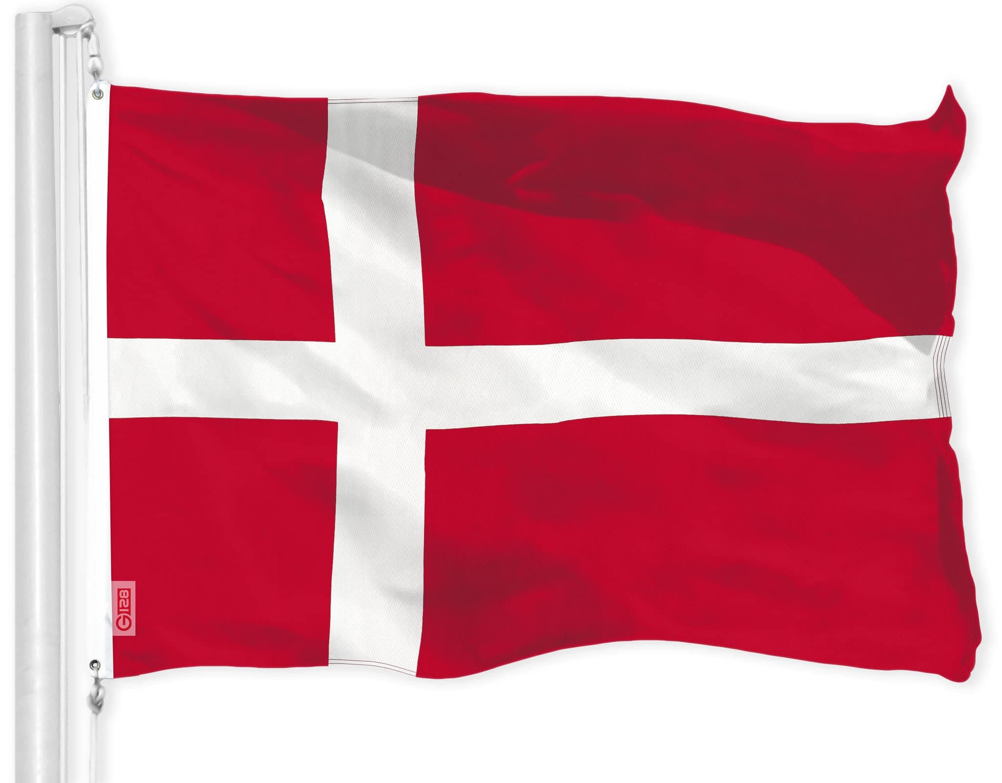 G128 Denmark Danish Flag | 3x5 Ft | LiteWeave Pro Series Printed 150D Polyester | Country Flag, Indoor/Outdoor, Vibrant Colors, Brass Grommets, Thicker and More Durable Than 100D 75D Polyester