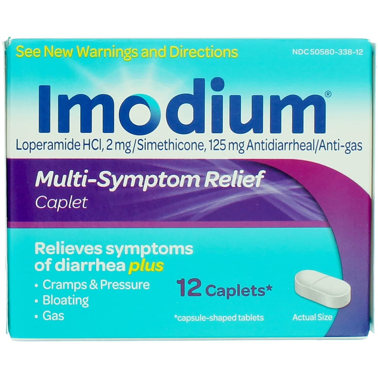 Imodium Multi-Symptom Relief Caplets - 12 Caplets, Pack of 2