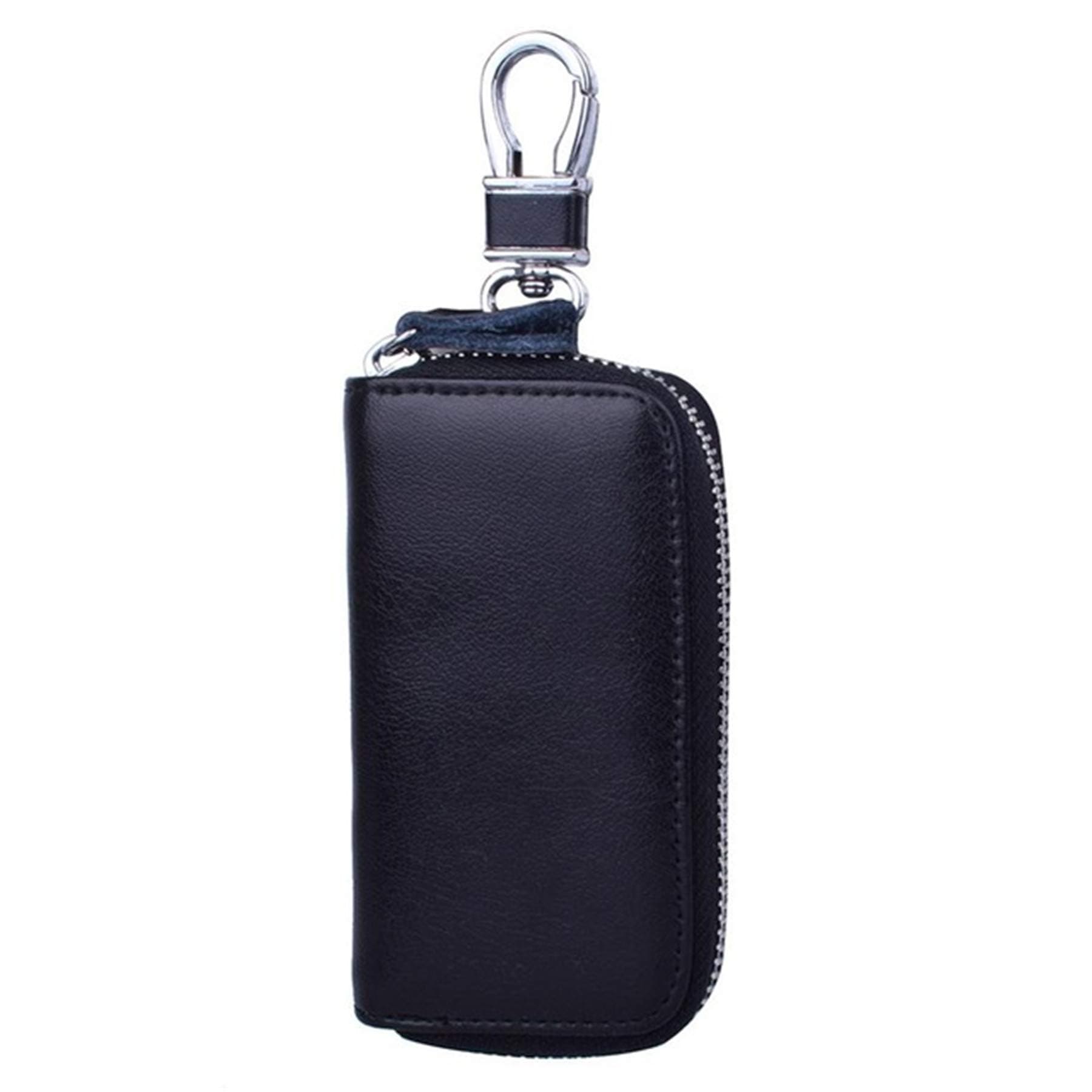 Men Leather Zip Around 6 Hook Key Case Car Key Holder Wallet