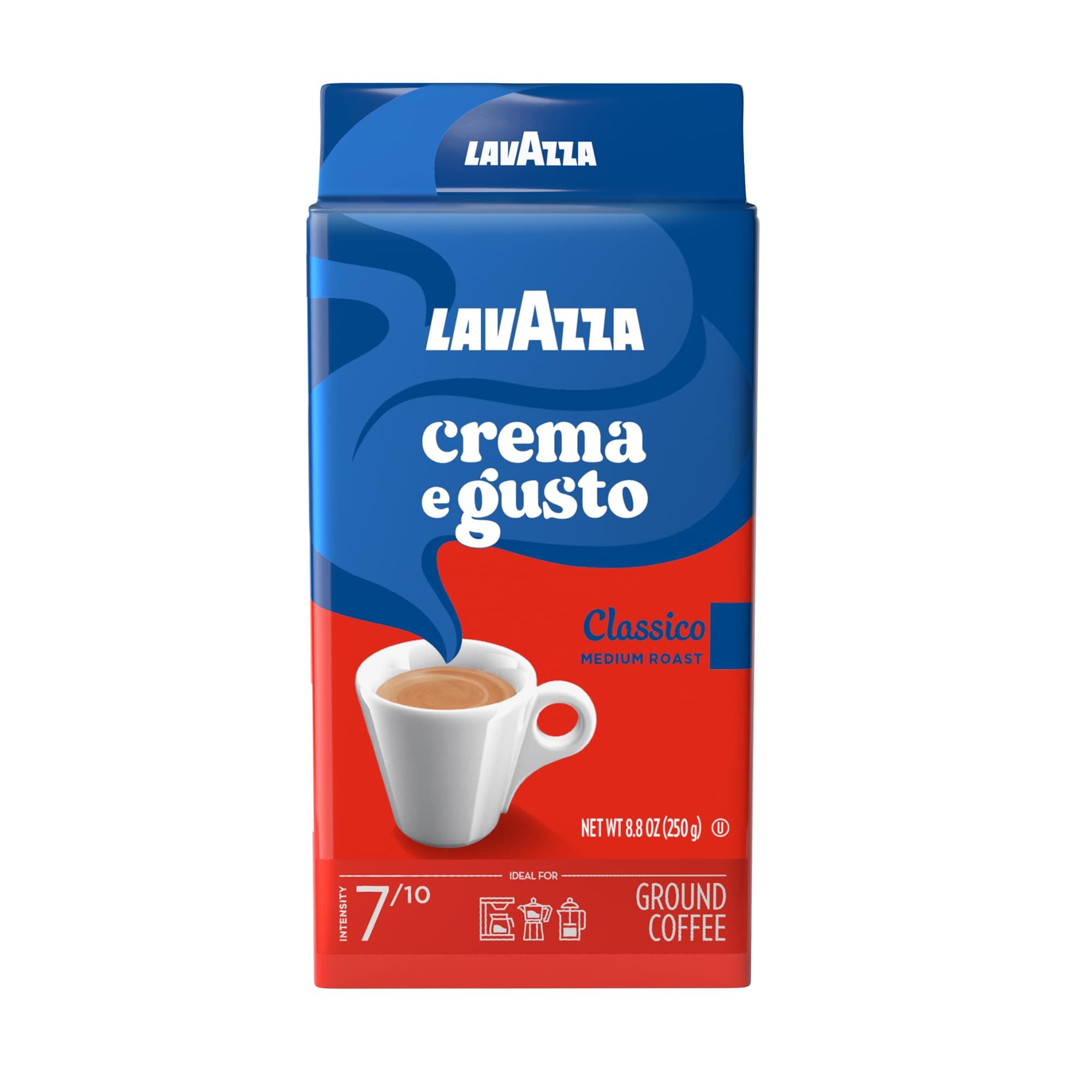 Crema e Gusto Ground Coffee Blend, Espresso Dark Roast, 8.8-Ounce Bags (Pack of 4).