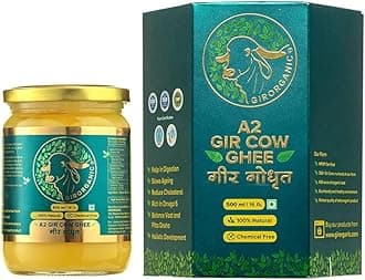 A2 Ghee 500ml - Pure Glass Bottle Ghee | 100% Gir Cow Ghee | Vedic Bilona Method | Grassfed, Cultured, Premium & Traditional Ghee | Immunity Booster | Gopal Ratna Award Winner 2023