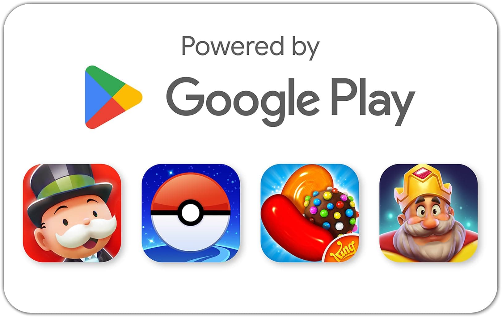 Google Play gift code - new finds, old favorites, one card. Go Play. (Email or Text Message Delivery - US Only)