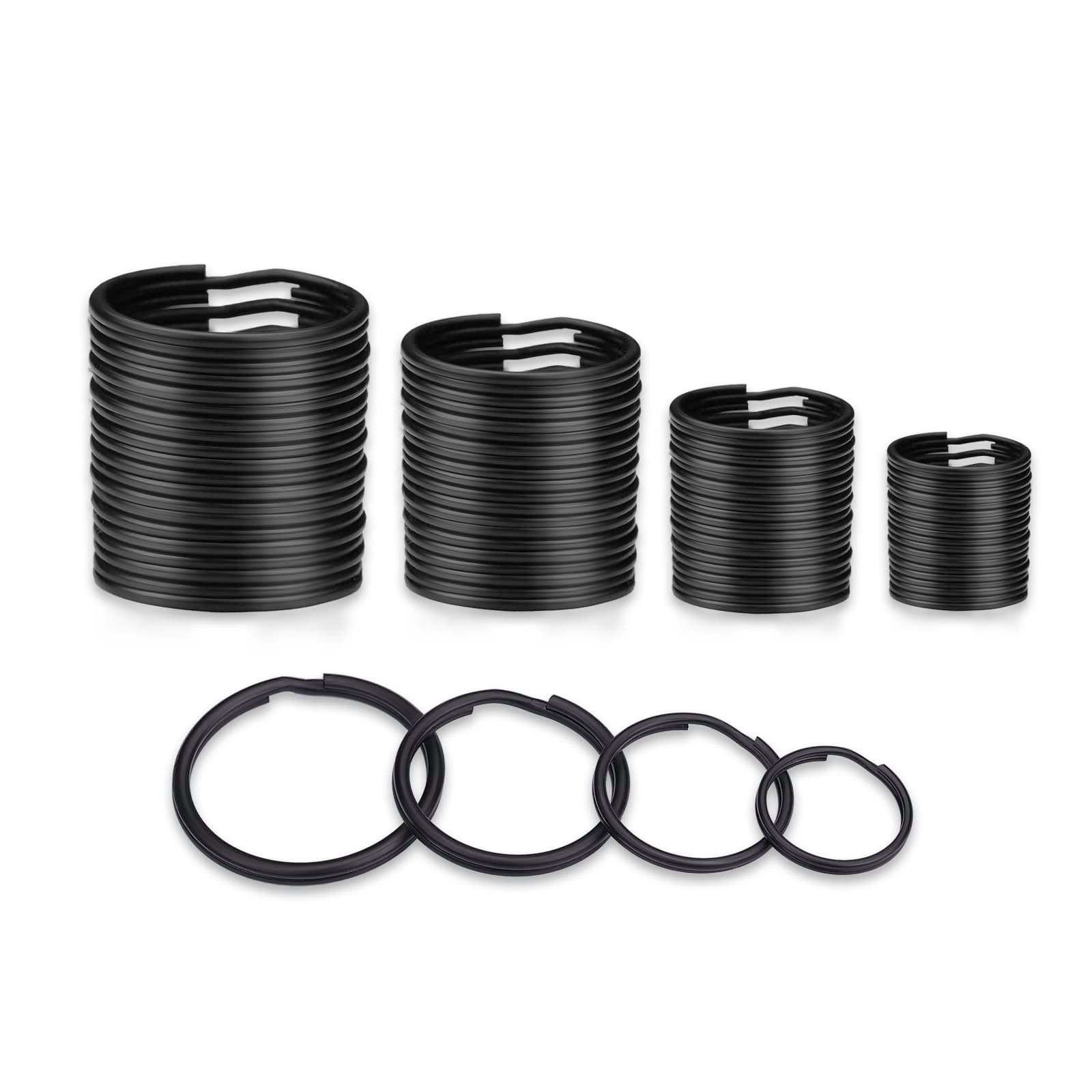 ZoloAJay 40 Pack Black Key Ring Keychain Assorted in 4 Sizes Metal Round Split Key Chains Rings for Home Car Dog Tag Office Lanyards Keys Attachment