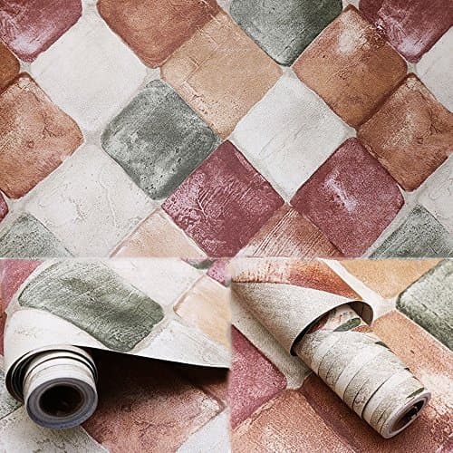 11 Yards Rhombic Brick Wallpaper Peel and Stick Removable Rustic Contact Paper Self Adhesive Wall Decoration Colorful Cube Wall Paper