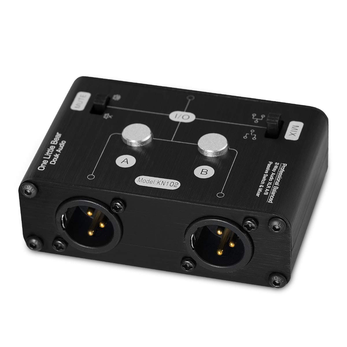 Douk Audio 2 Way XLR Balanced Stereo Switcher Passive A/B Mini Switch Box Mixer Sound Splitter (KN102, 1-IN-2-OUT)