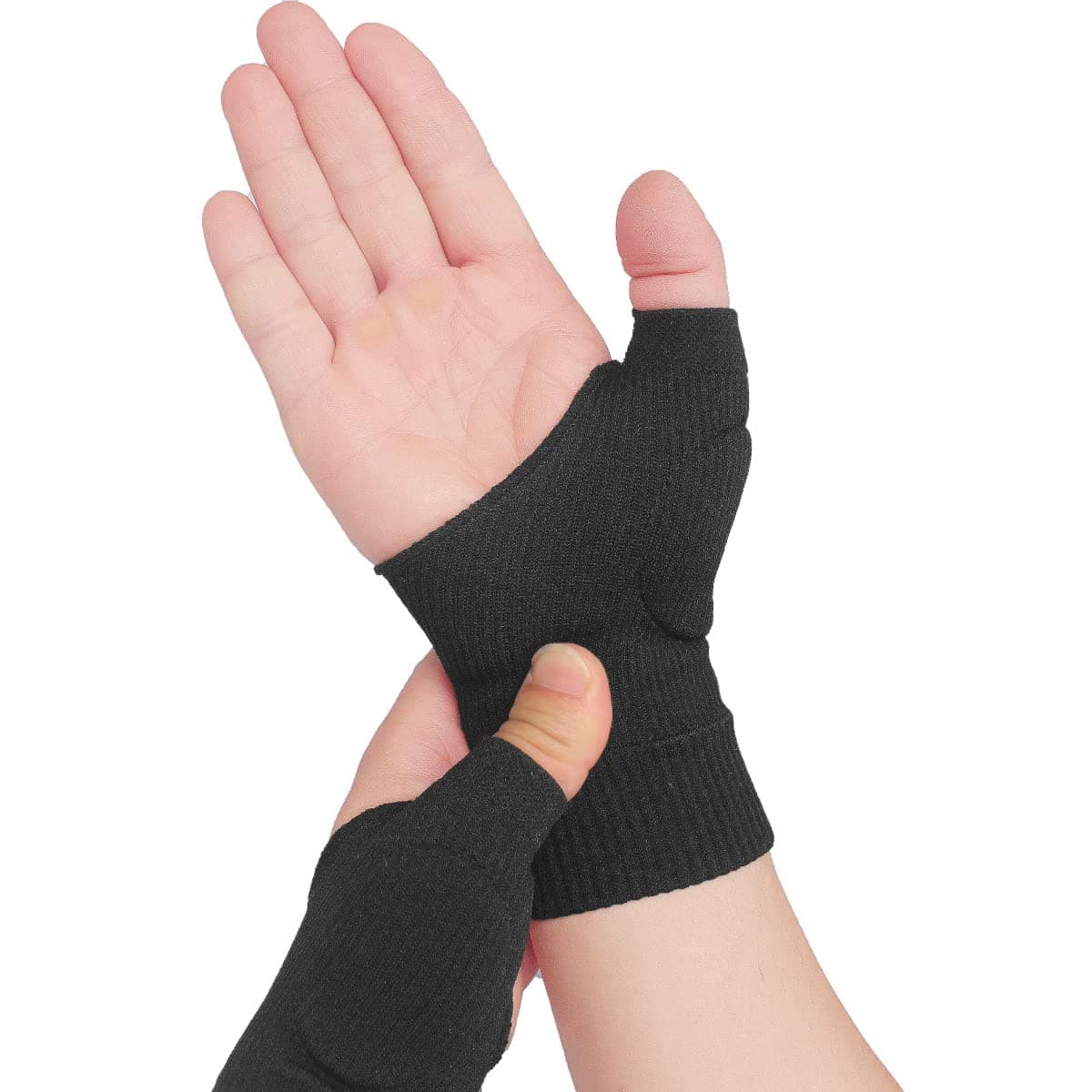 YUNYILAN 2pcs Thumb Compression Arthritis Gloves, Wrist Support Brace Elastic Glove with Gel Thumb Injury Pads for Arthritis, Joint Pain, Tendonitis, Sprains (Black)