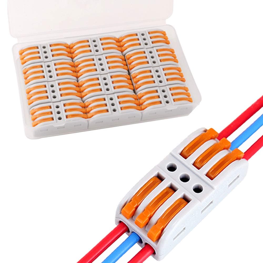 12Pcs SPL-3 Lever-Nut Wire Connector, 3 in 3 out 6 Ports Conductor Compact Wire Connector