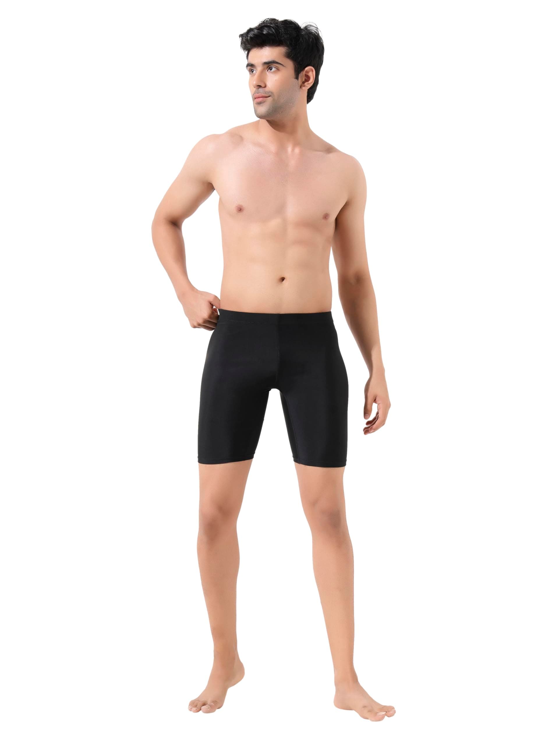 Unisex Adult Compression Half Tight Plain Athletic Fit Multi Sports Inner Wear (Black, XL)