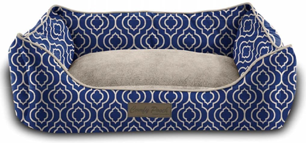 Modern Chic Trellis Pet Bed, 20 x 28 x 8 - Inch, Navy Blue
