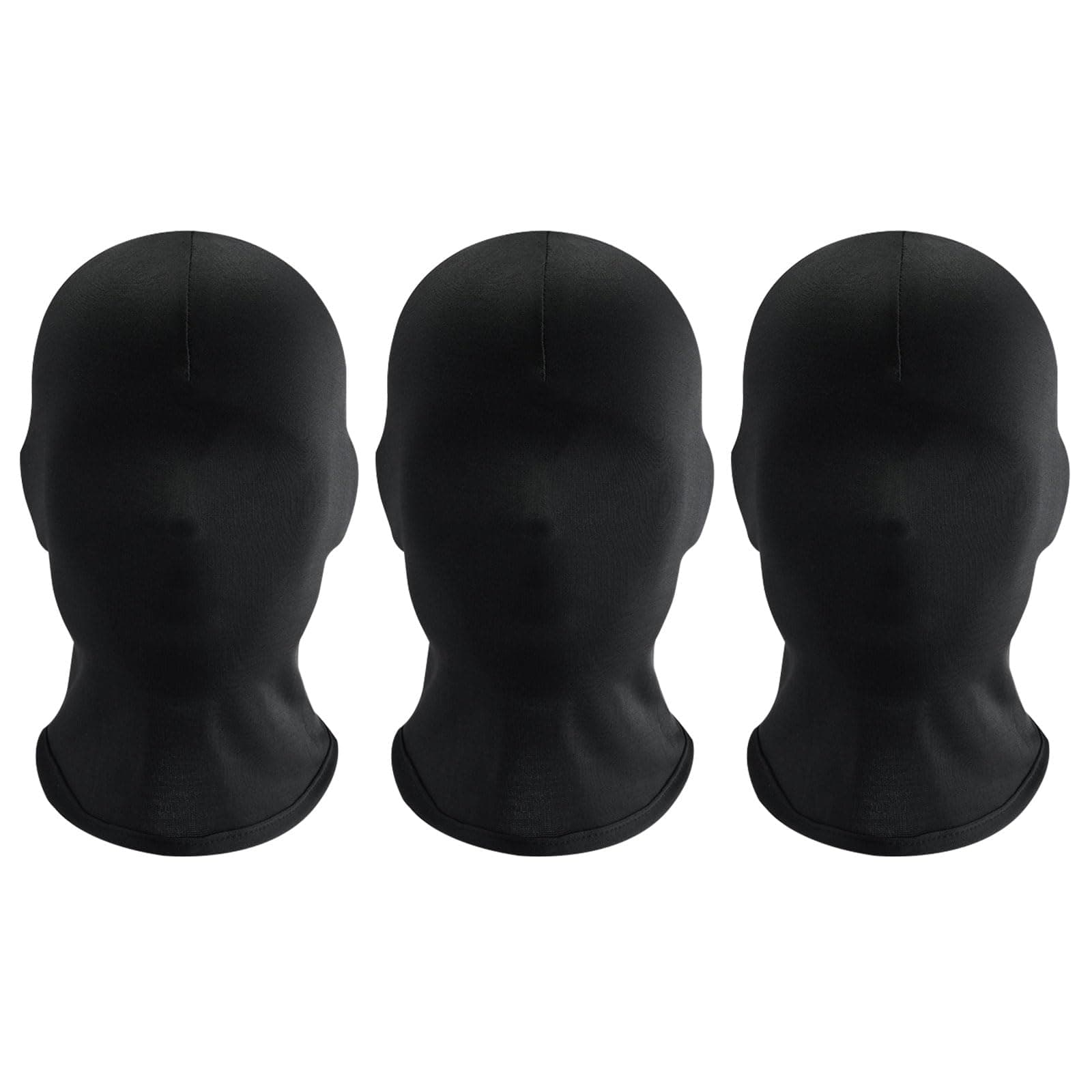 EUPSIIU 3 Pieces Black Full Face Mask Full Black Mask Full Face Cover Halloween Zentai Hood Mask Spandex Hood Mask Faceless Mask Morph Mask Party Costume Men Women Adult