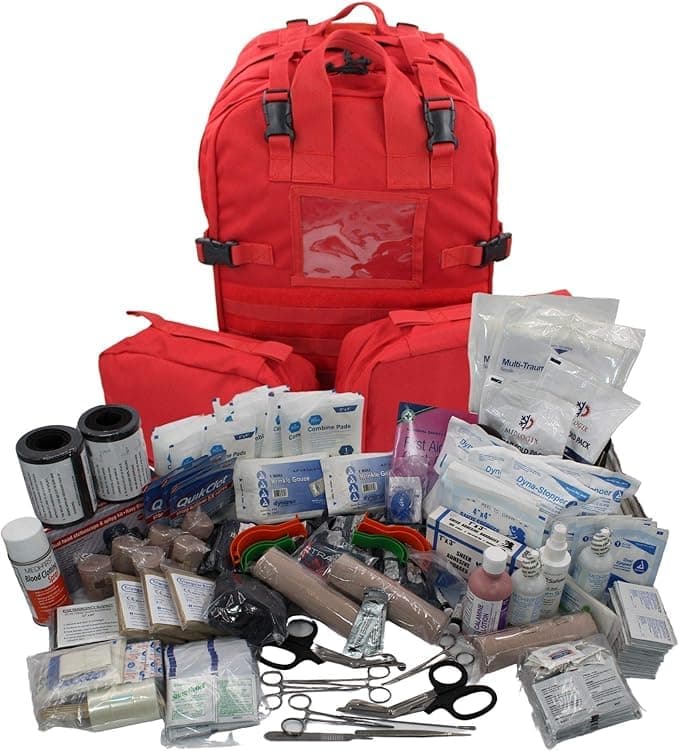 Luminary Stomp Medical Backpack Fully Stocked First Aid Trauma Kit Special Operations Pack Medical Bug Out Bag for EMS/EMT First Responders Preppers (Red)