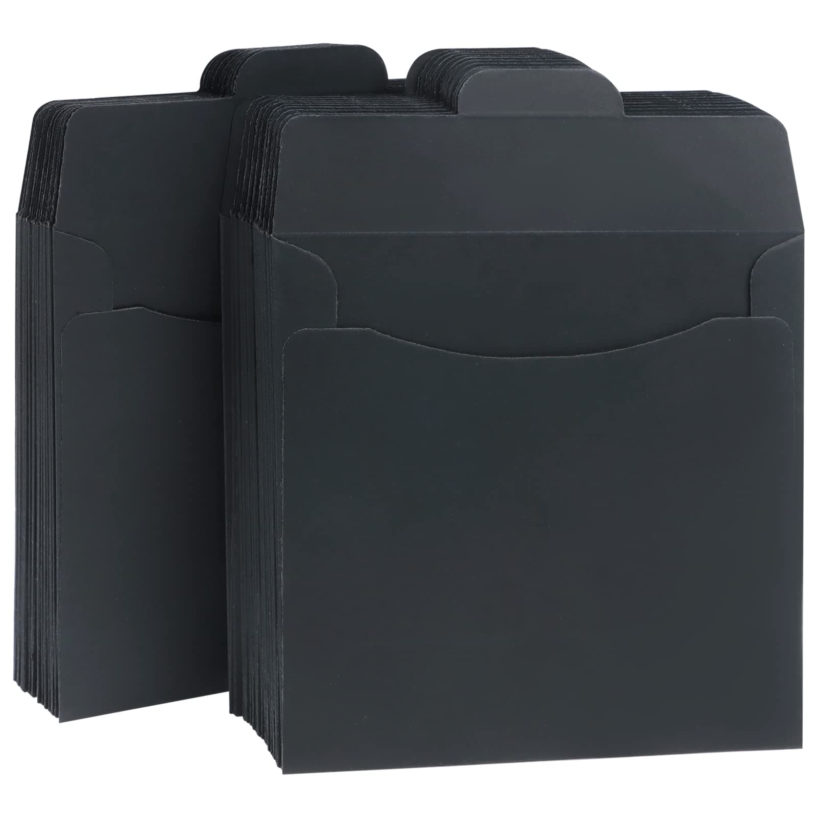 50 Pack Kraft Paper DVD Envelopes, Black Blank CD Paper Cardboard Storage Holder Covers - 4.7 x 4.7 Inch