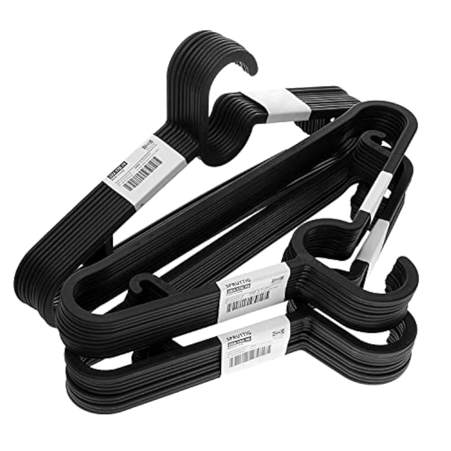 Ikea SPRUTTIG Lightweight Clothes Hangers, Black, Plastic, 39 Centimetres - Set of 30
