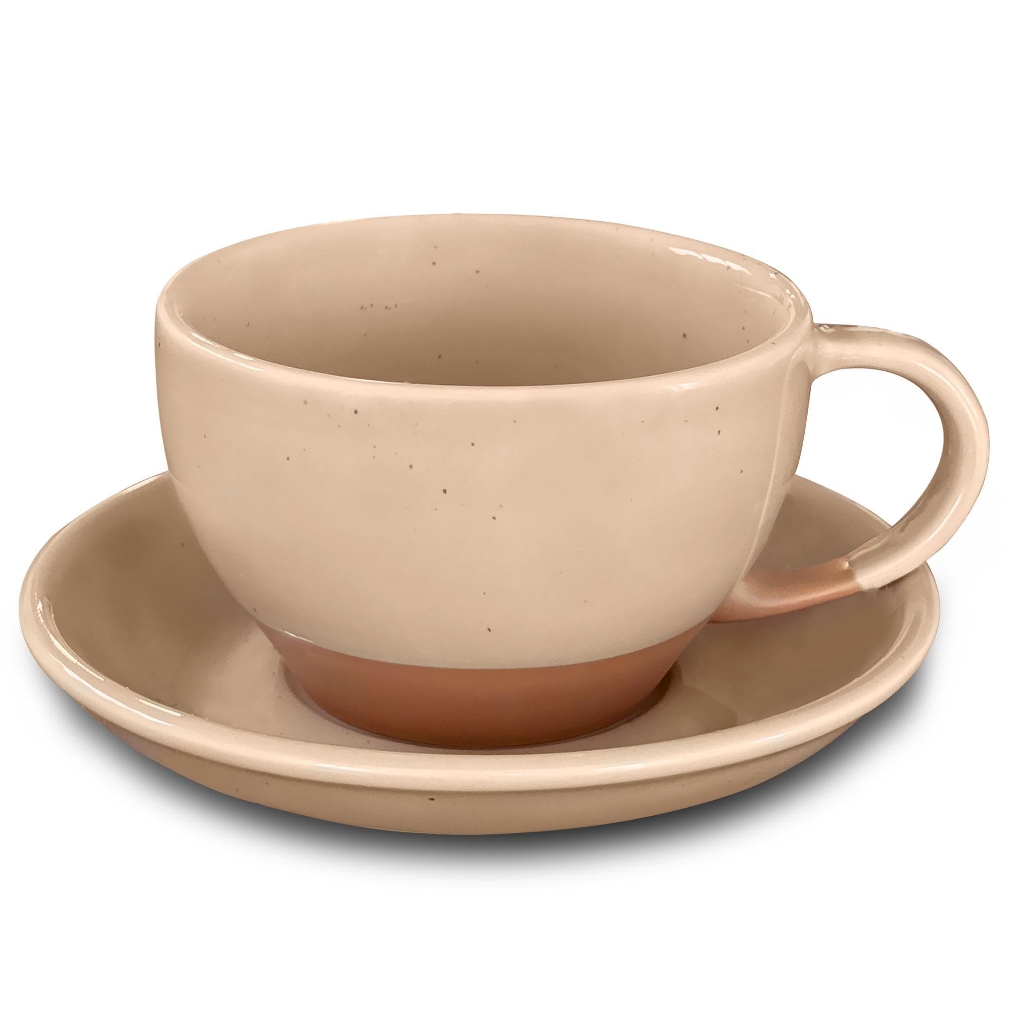 Mora Ceramic Latte Art Mug With Saucer - 10.5 oz, Round Bottom For Perfect Pours - Cafe Cups for Cappuccino, Espresso, Coffee, Tea etc - Porcelain Set for Baristas, Great Gift - Chai Latte