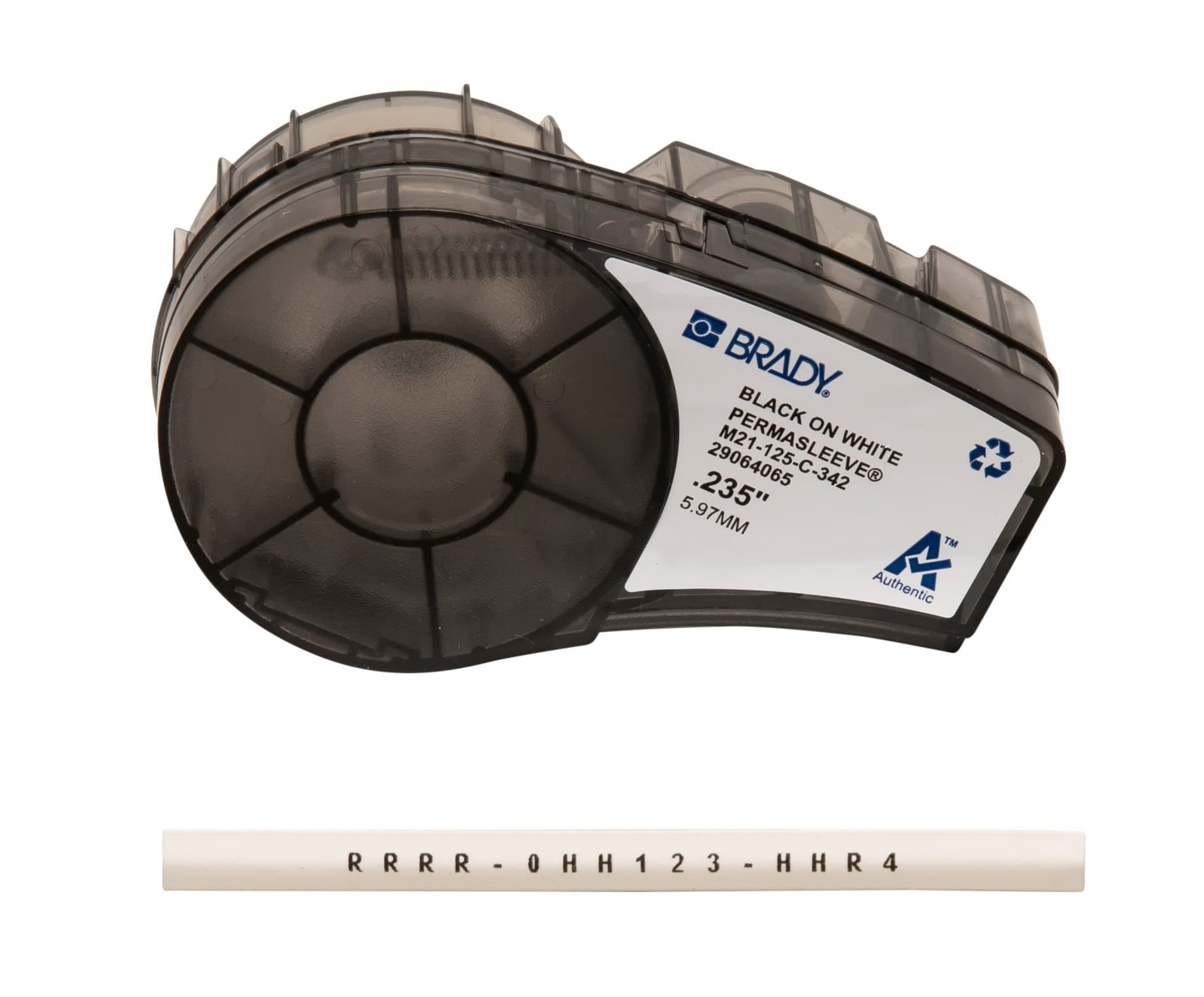 PermaSleeve Heat-Shrink Polyolefin Label Tape for Label Printers M210 & M211 - Electrical Labelling, Wire and Cable Labelling - Black on White (6 mm x 2.10 m) - M21-125-C-342