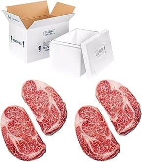 Halal Australian Wagyu Beef Ribeye Steaks – MS 8/9 Gourmet Pack of 4 x 10-12oz | Premium Frozen Beef Ribeye Cuts, Rich Marbling & Bold Flavor | Ideal for Grilling, Searing, or Gifting | Fresh Wagyu Beef from Australia