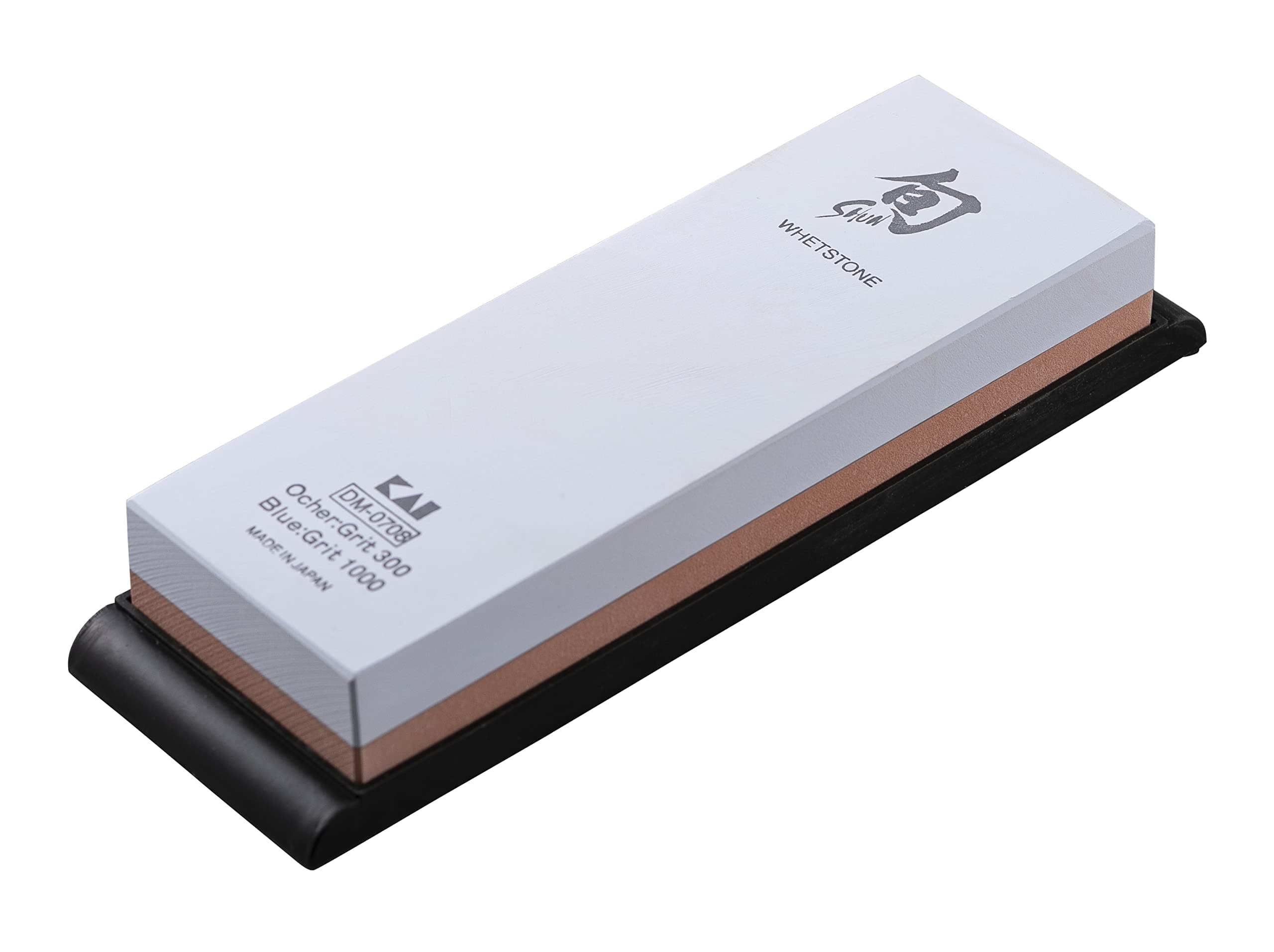 Shun Combination Whetstone For Knife Sharpening, 300 And 1000 Grit, Dm0708, 6", Light Gray