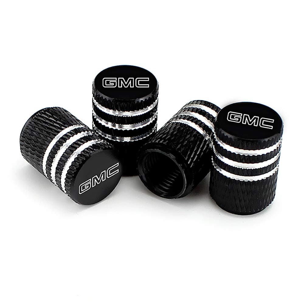 EVPRO Valve Stem Caps 4 Pack Black Car Tire Decorative Fit for GMC Accessories