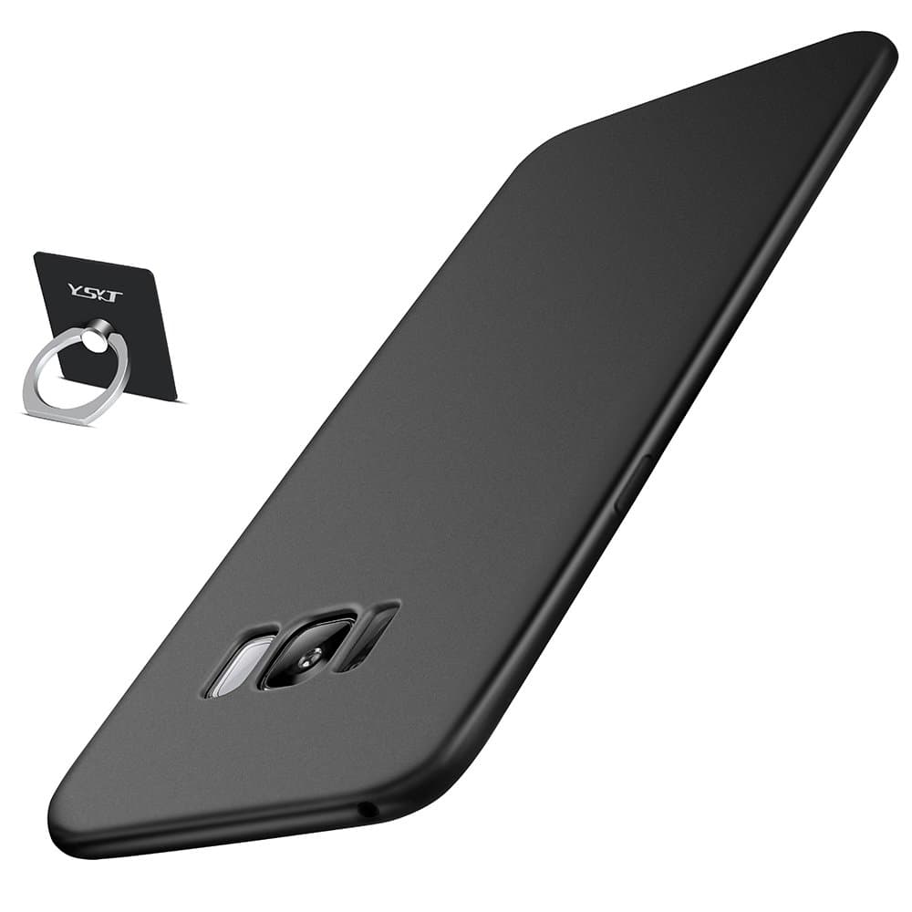 Samsung Galaxy S8 Case Galaxy S8 Case Cover Drop Protection Ultra Thin and Slim Soft Cases Shock-Absorption with Ring Stan Matte Black Minimalistic Style Surface Slim Fit TPU Anti Fingerprint (2017)