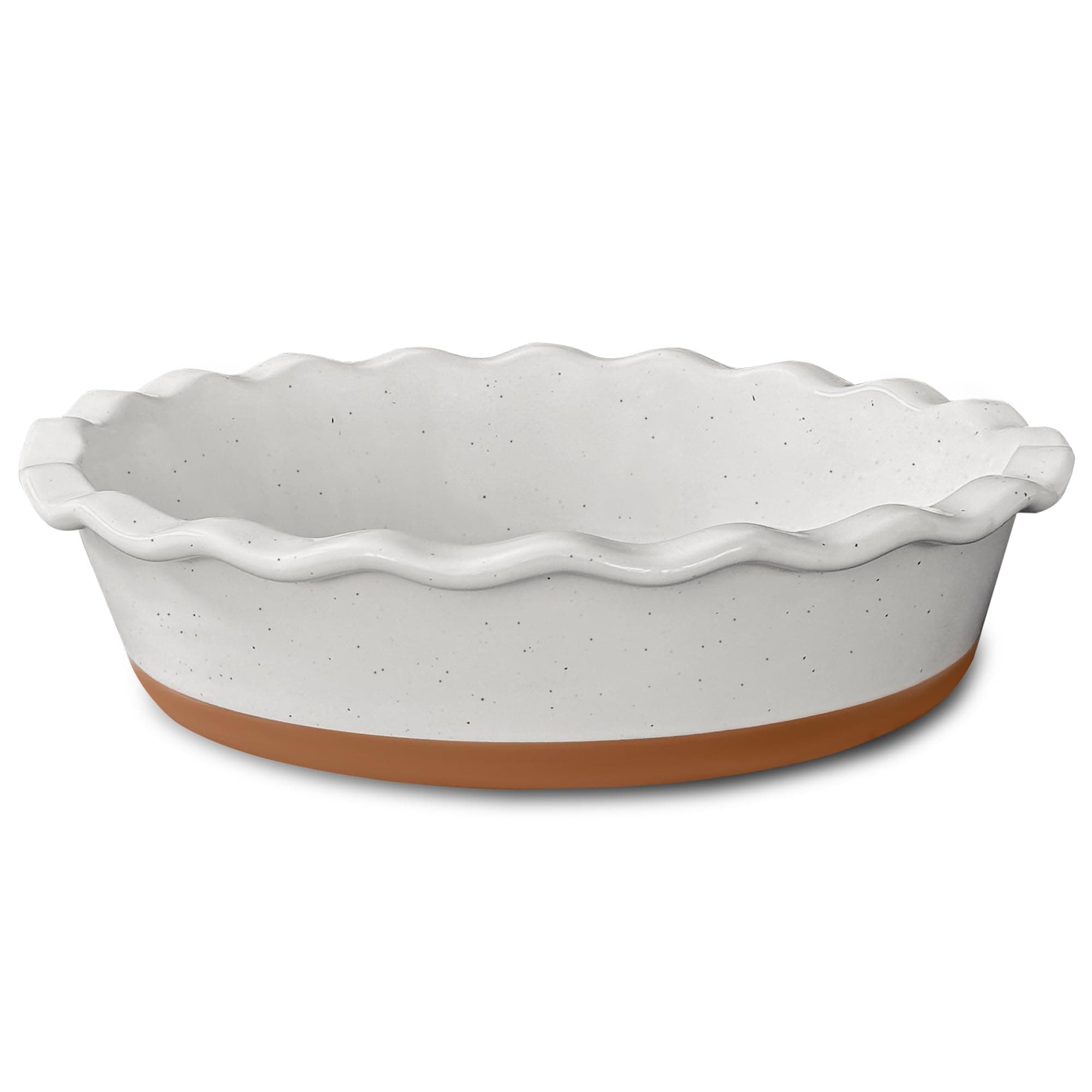 MORA CERAMICS HIT PAUSE Deep Fluted Pie Dish for Baking for Oven - 9 inch Porcelain Pie Plate for Apple, Quiche, Pot Pies, Tart, etc. - Modern Farmhouse Style - Vanilla White