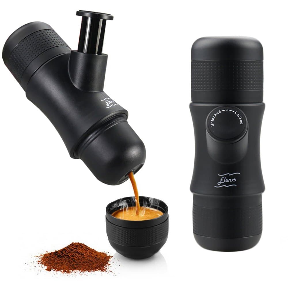 Portable Hand Held Espresso Machine Manual Hand Pressure Coffee Maker Black for Home Office Outdoor