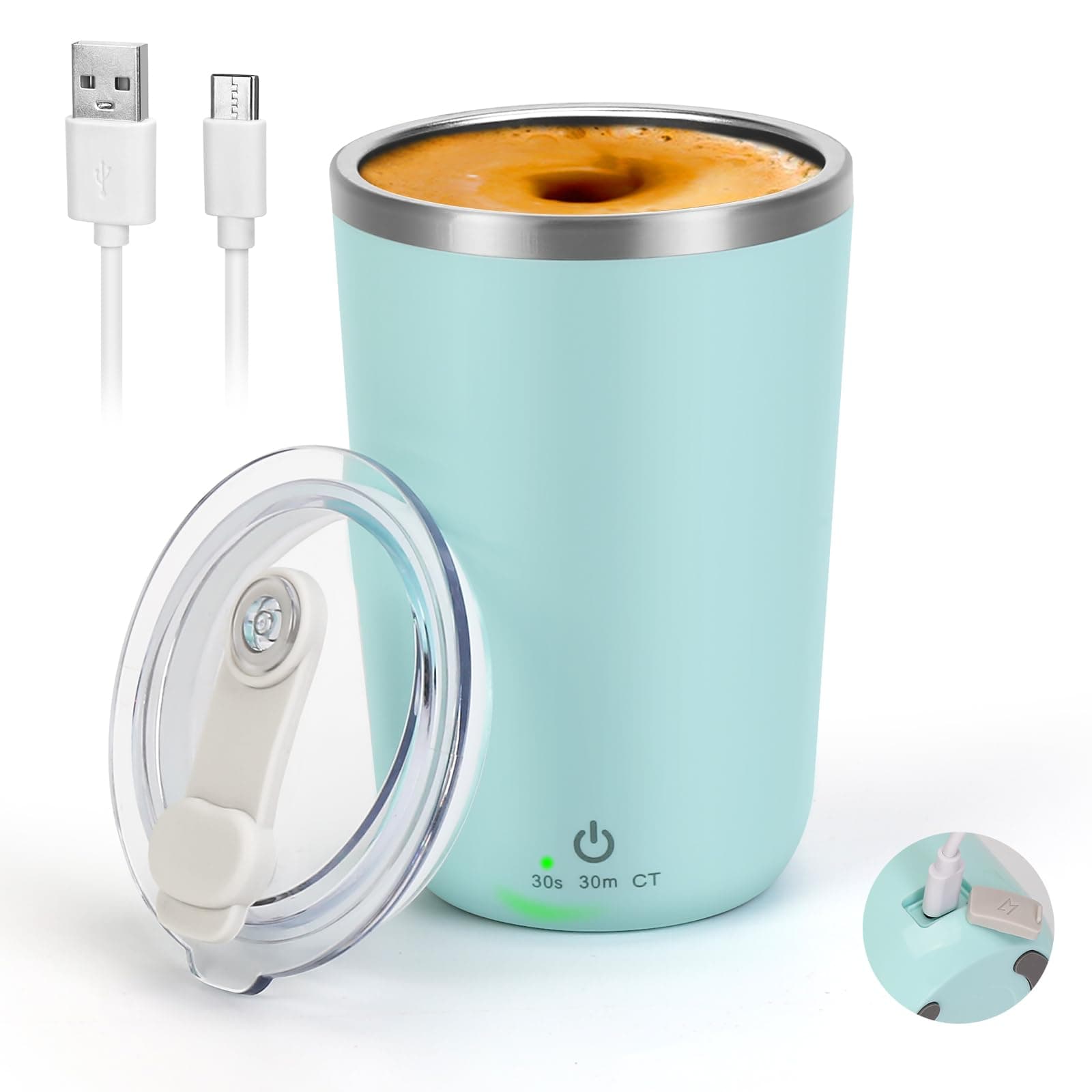 Electric Self Stirring Mug for Desk, Rechargeable Auto Mixing Cup for Coffee & Milk