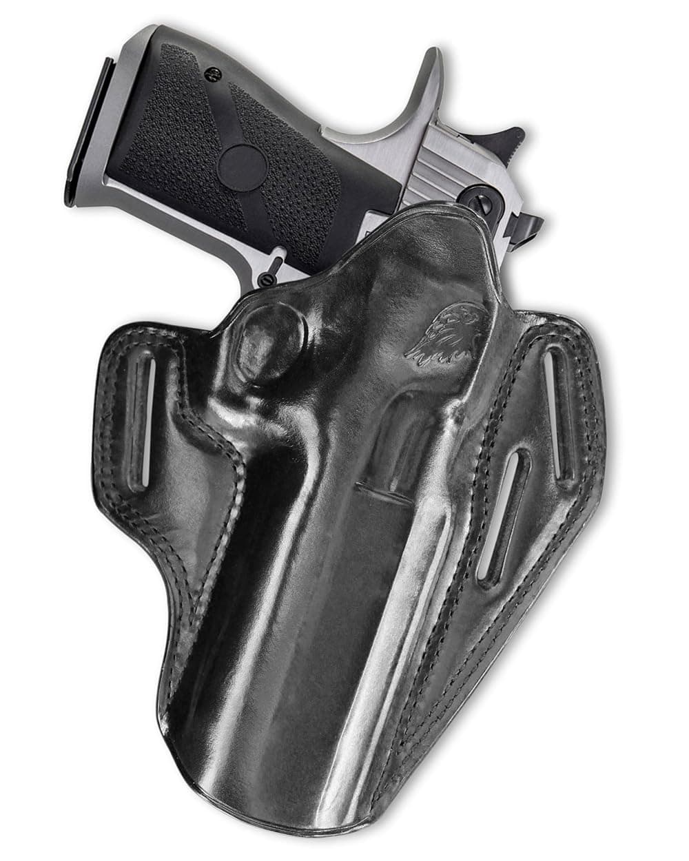 OWB Leather Pancake Holster Open Top for Desert Eagle, Fits All CALIBERS with 6'' Barrel, Right Hand Draw, Black Color #1089#