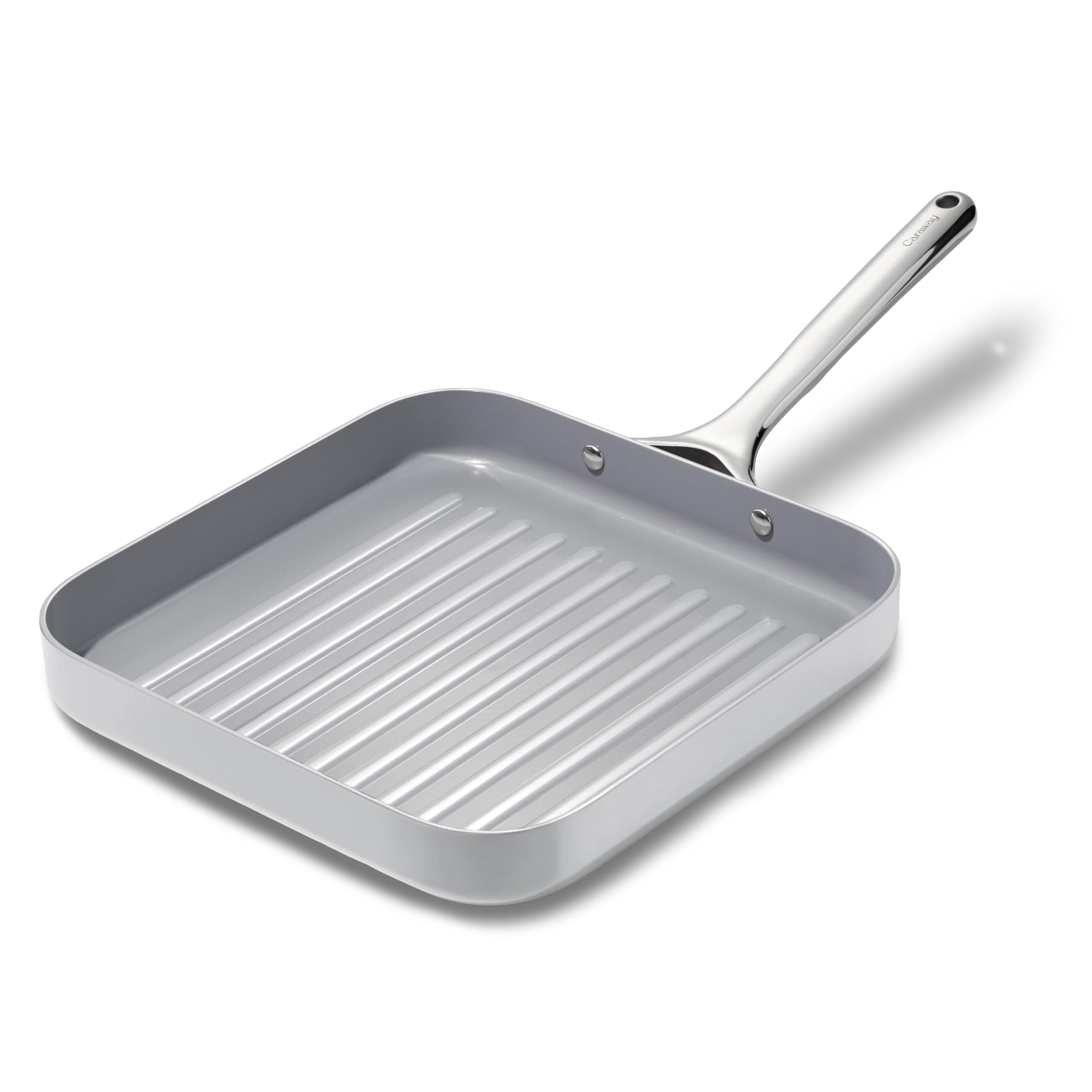 - Square Grill Pan - 11” Grill Pan - Non-Stick Ceramic Coated - Non Toxic, PTFE & PFOA Free - Oven Safe & Compatible with All Stovetops - Gray