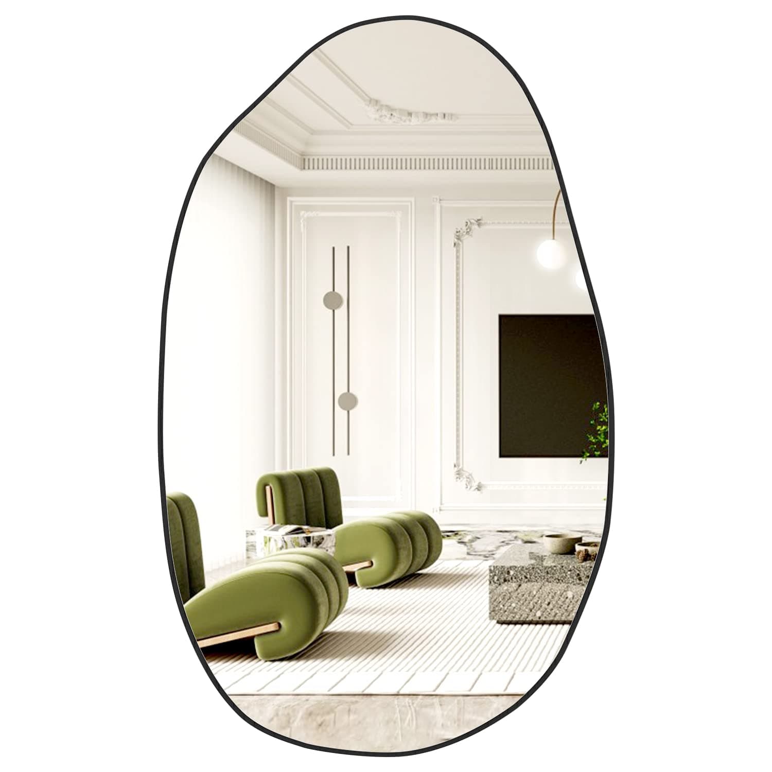 Irregular Wall Mirror, Asymmetrical Mirror Large Accent Body Mirror Bathroom Mirror Curved Mirror Black Modern Wall Decor for Living Room Entryway Hallway Washroom