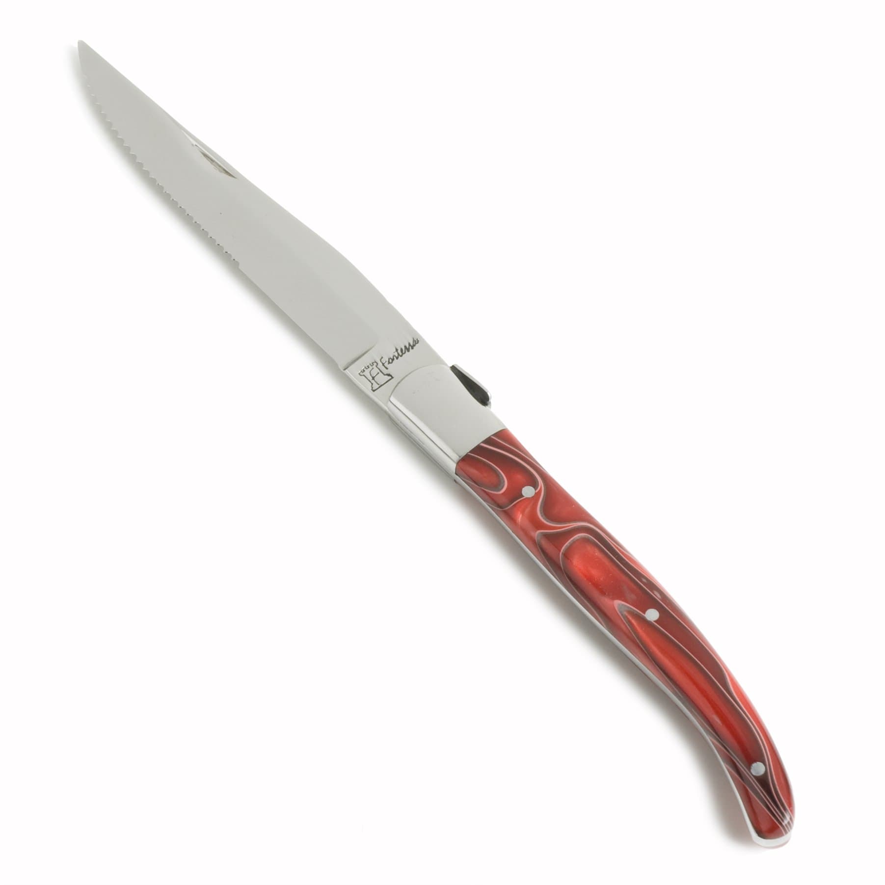 Provencal Serrated Steak Knife, 9.25-Inch, Red Handle, Set of 6 -