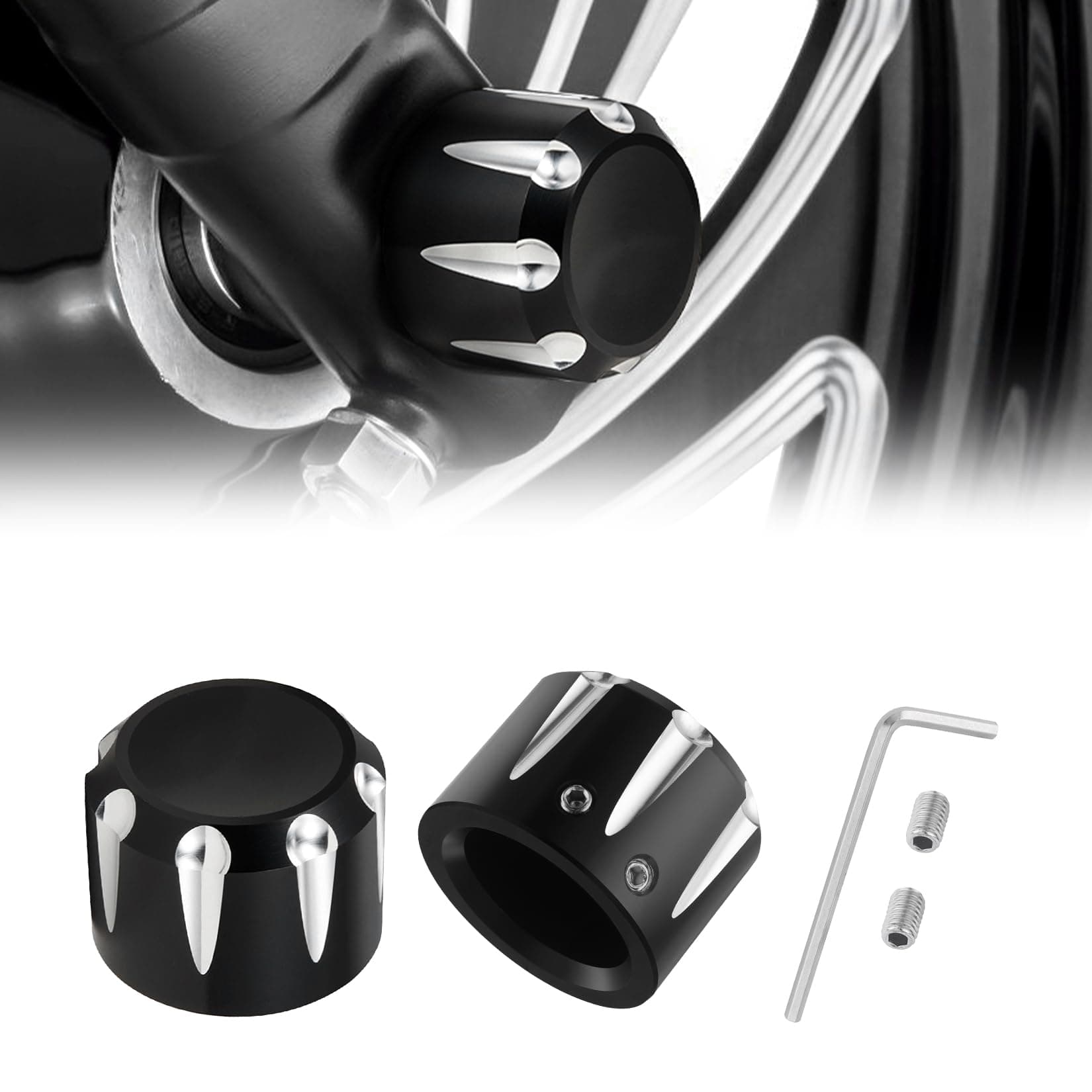PBYMT Black Front Axle Nut Cover Cap Compatible for Harley Softail Electra Road Street Glide Sportster 2002-2020