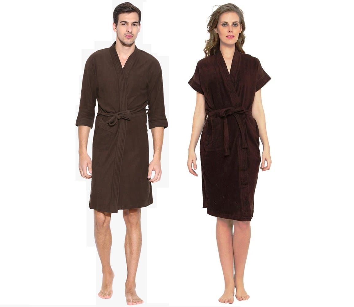 FEELBLUE Unisex Combo Bathrobe (Pack of 2) -Brown