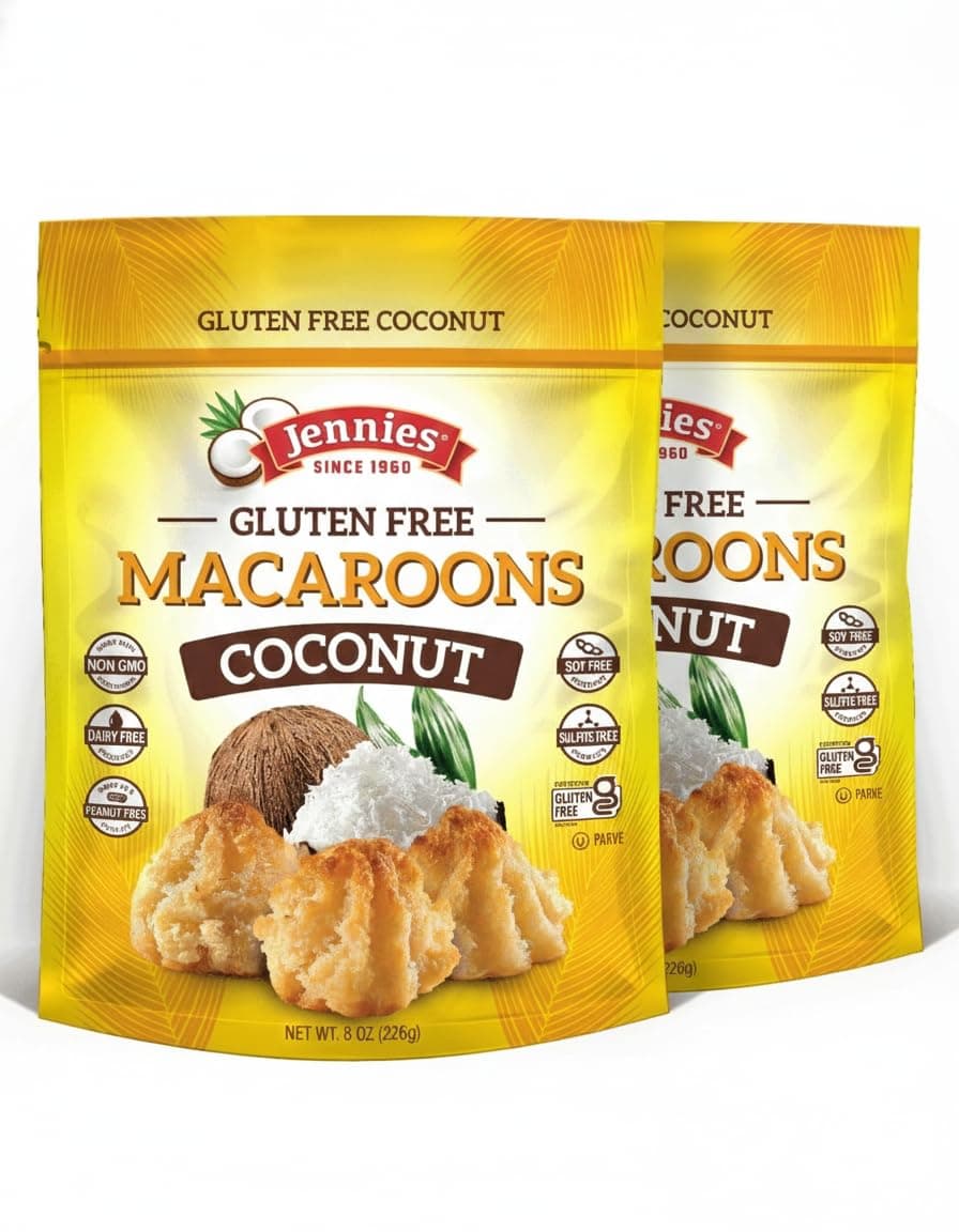 Jennies Organic Coconut Macaroons, 8 oz (2 Pack) | Dairy Free | Peanut Free | Gluten Free